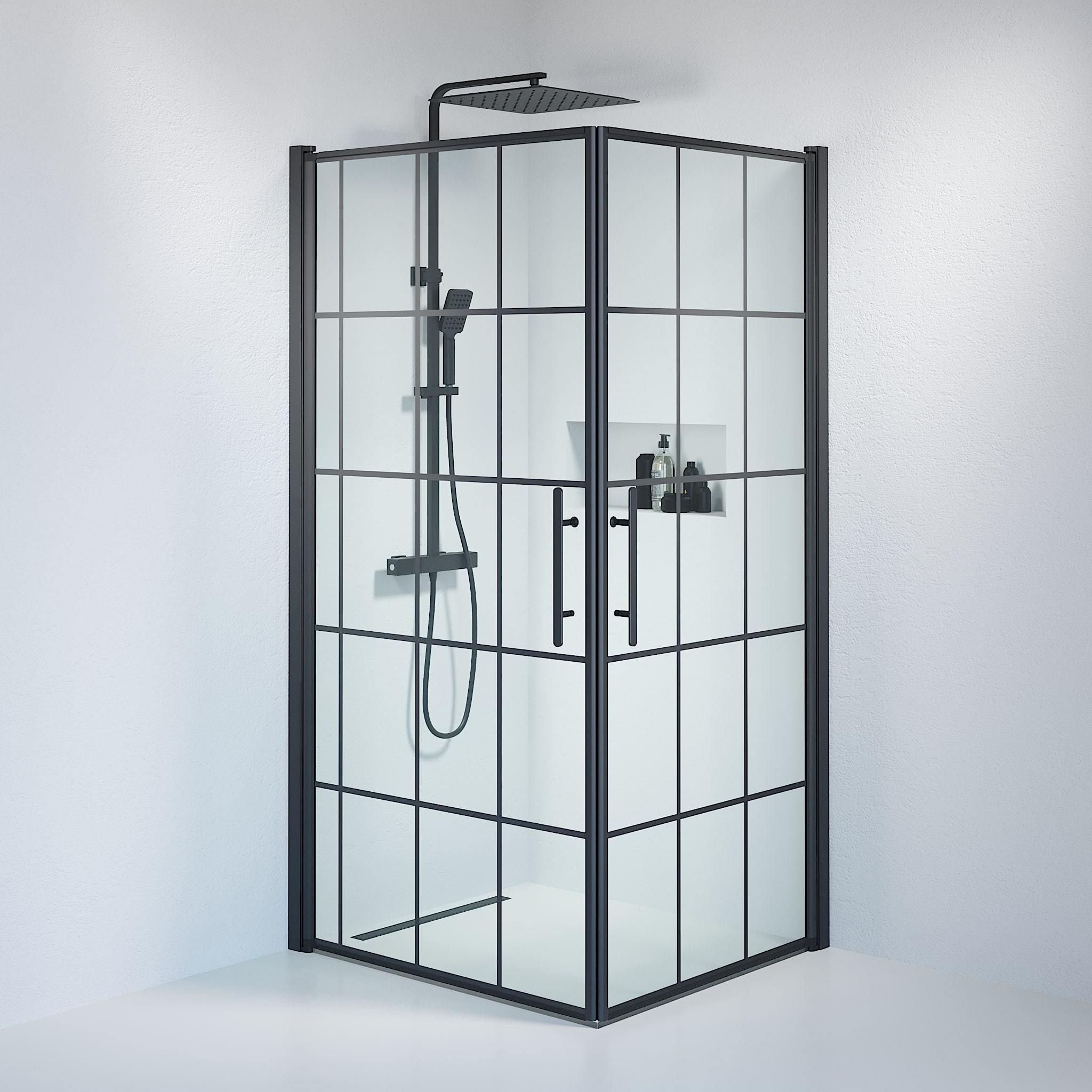 Square - Frames, Shower Enclosure Set - Code, Frame/Black - 100 cm - MASTERSTORE - 8595677121261 - Shower Enclosure Set - Code - 36 - 101 - 02 - 49 - 01 - 8595677121261