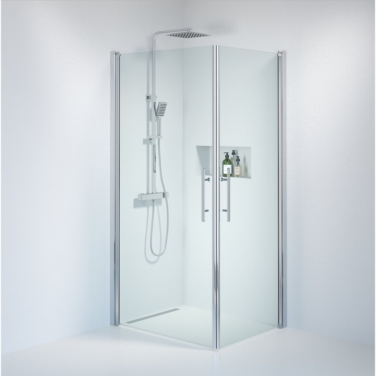 Square - Clear, Shower Enclosure Set - Code, Clear/Chrome - 100 cm - MASTERSTORE - 8595677121278 - Shower Enclosure Set - Code - 36 - 101 - 60 - 50 - 00 - 8595677121278