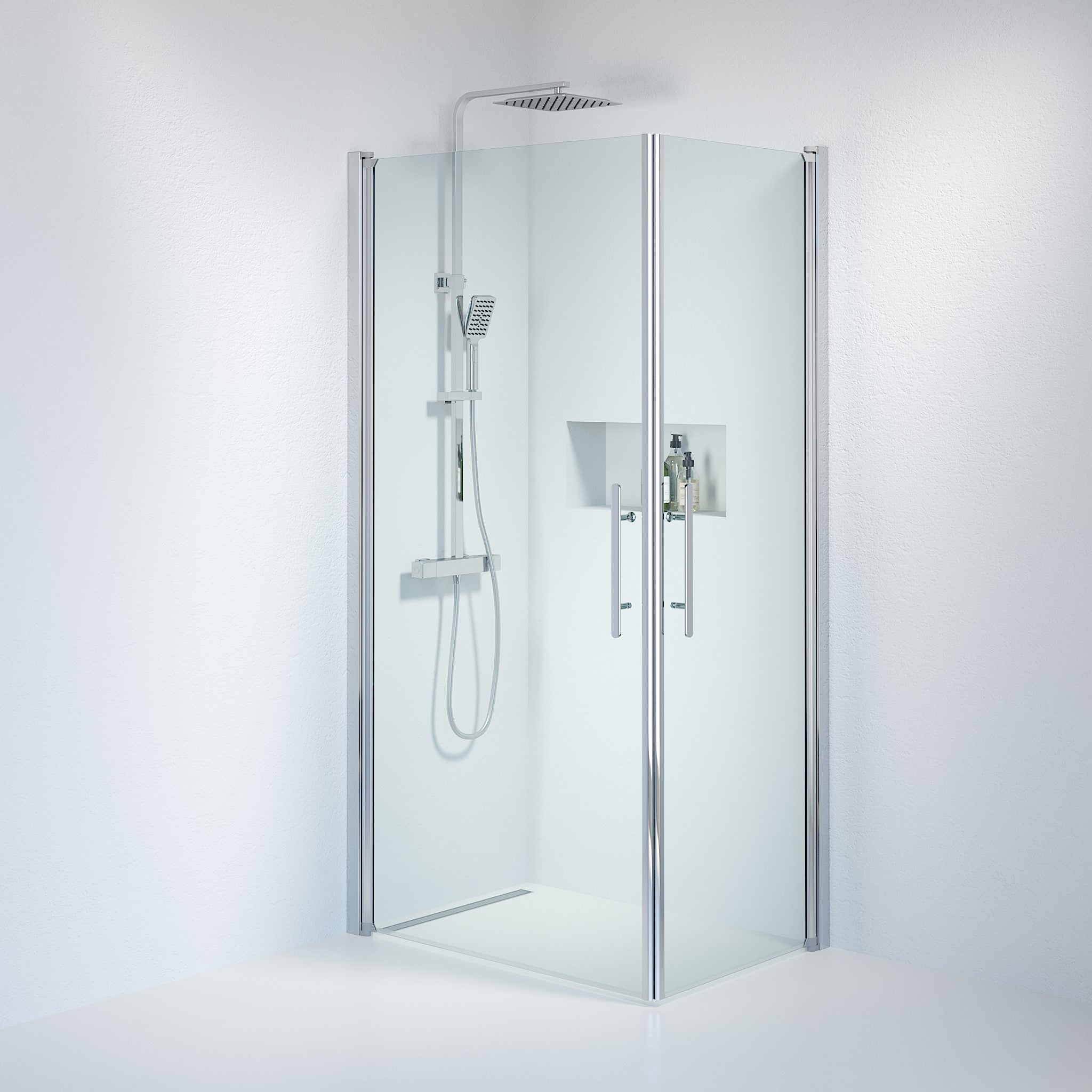 Square - Clear, Shower Enclosure Set - Code, Clear/Chrome - 100 cm - MASTERSTORE - 8595677121278 - Shower Enclosure Set - Code - 36 - 101 - 60 - 50 - 00 - 8595677121278