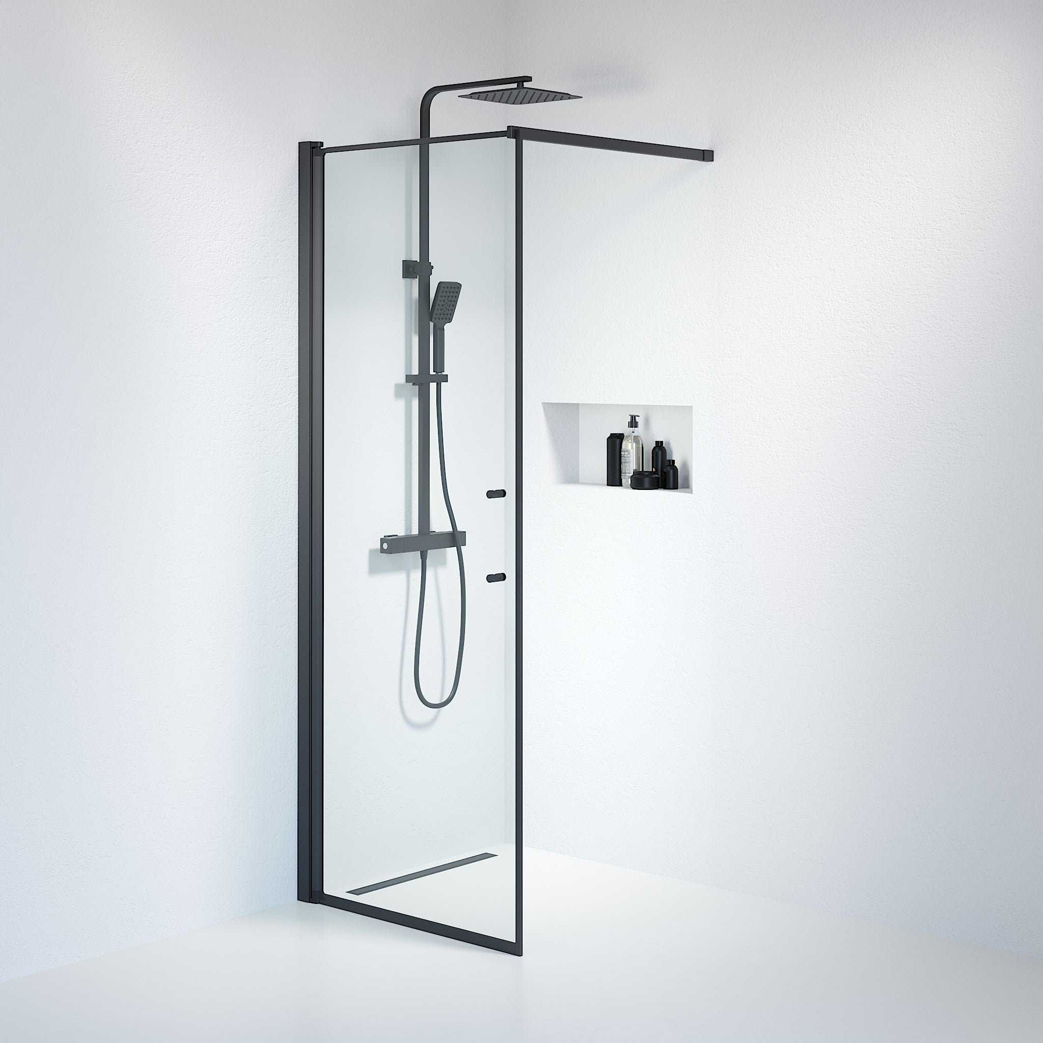Wall - Clear, Shower Enclosure Set - Code, Clear/Black - 70 cm - MASTERSTORE - 8595677121353 - Shower Enclosure Set - Code - 39 - 070 - 02 - 50 - 00 - 8595677121353