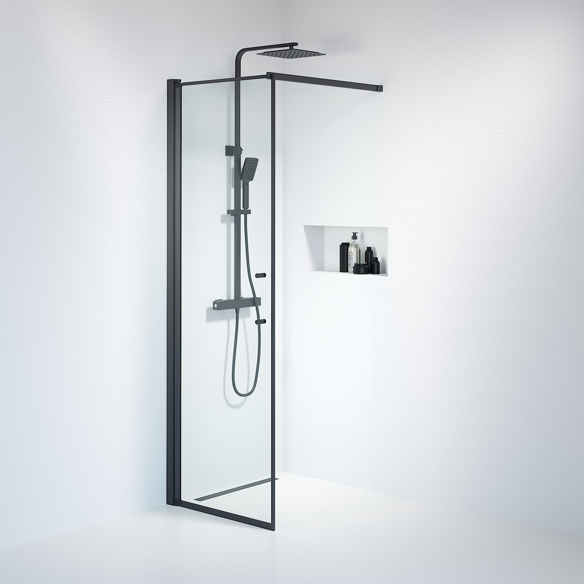 Wall - Clear, Shower Enclosure Set - Code, Clear/Black - 70 cm - MASTERSTORE - 8595677121353 - Shower Enclosure Set - Code - 39 - 070 - 02 - 50 - 00 - 8595677121353