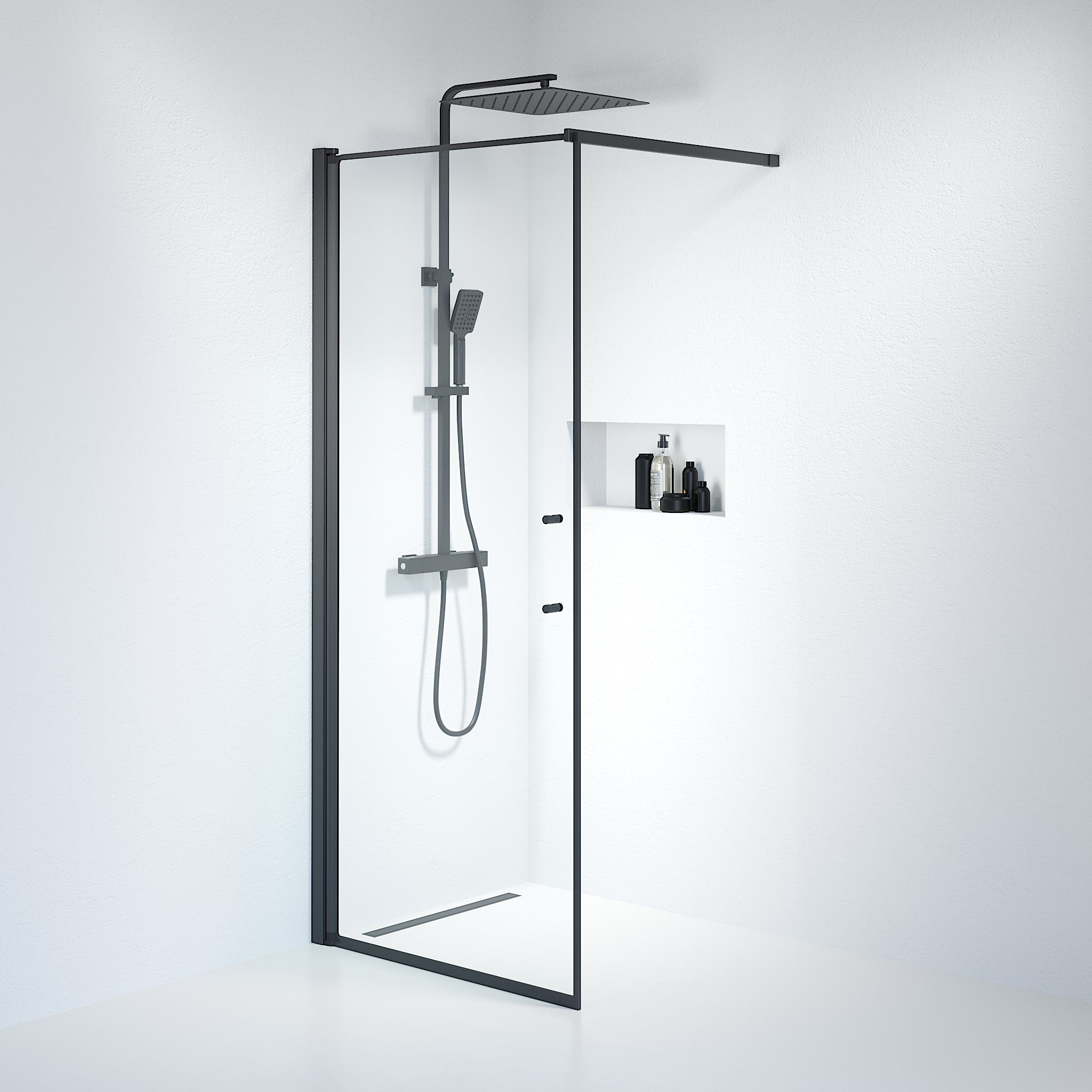 Wall - Clear, Shower Enclosure Set - Code, Clear/Black - 70 cm - MASTERSTORE - 8595677121353 - Shower Enclosure Set - Code - 39 - 070 - 02 - 50 - 00 - 8595677121353
