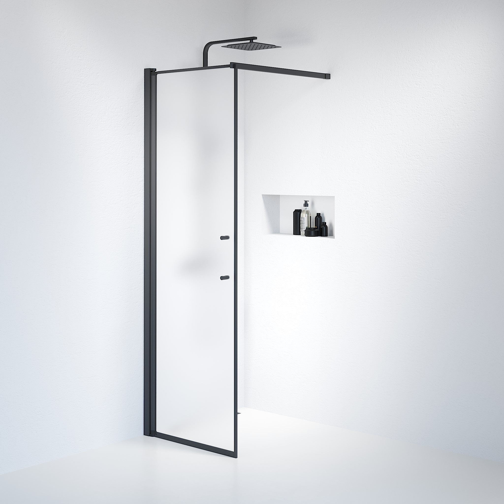 Wall - Frosted, Shower Enclosure Set - Code, Matt/Black - 70 cm - MASTERSTORE - 8595677121377 - Shower Enclosure Set - Code - 39 - 070 - 02 - 55 - 00 - 8595677121377