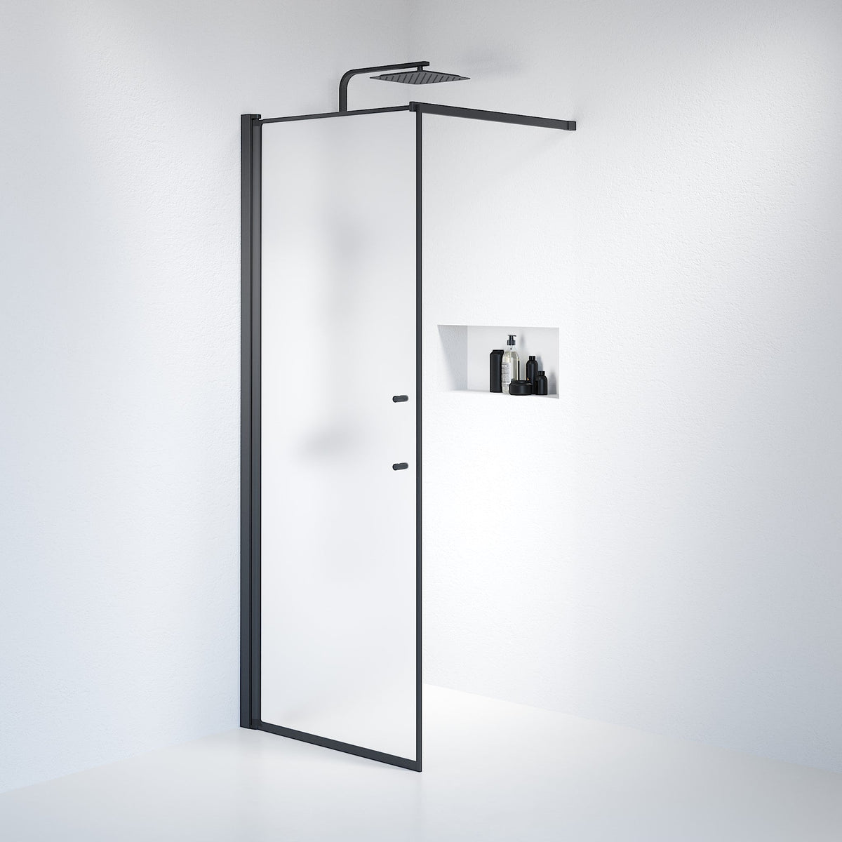 Wall - Frosted, Shower Enclosure Set - Code, Matt/Black - 70 cm - MASTERSTORE - 8595677121377 - Shower Enclosure Set - Code - 39 - 070 - 02 - 55 - 00 - 8595677121377