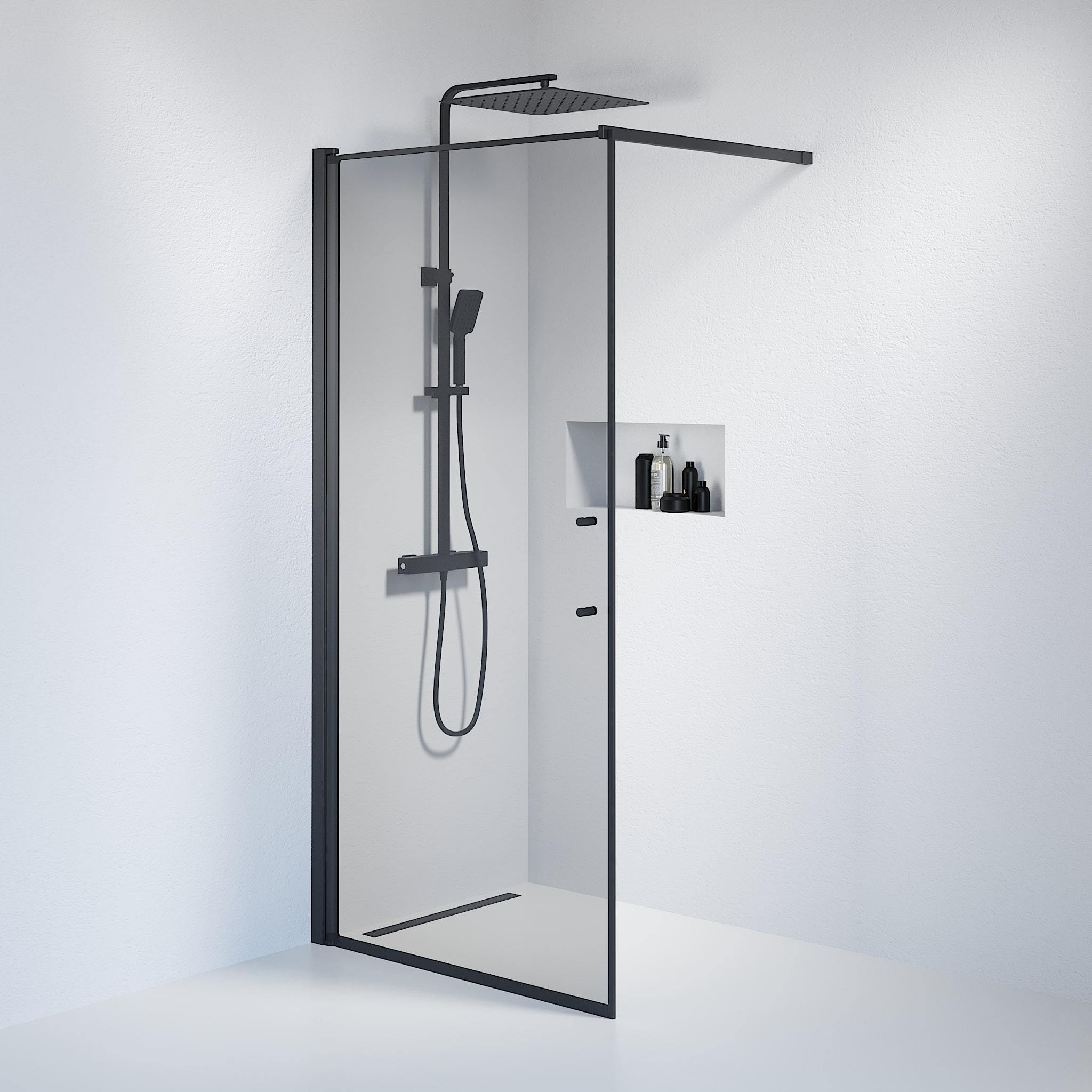 Wall - Smoked, Shower Enclosure Set - Code, Smoked/Black - 70 cm - MASTERSTORE - 8595677121384 - Shower Enclosure Set - Code - 39 - 070 - 02 - 56 - 00 - 8595677121384
