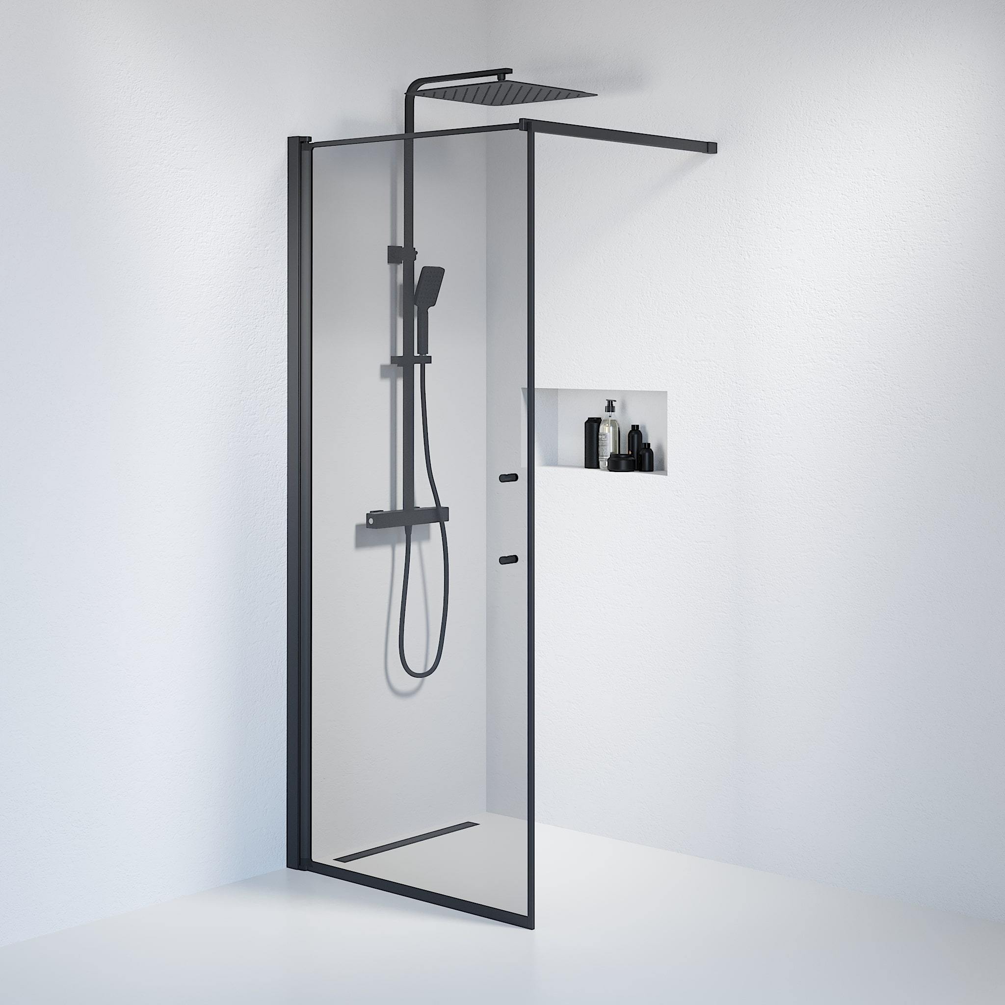 Wall - Smoked, Shower Enclosure Set - Code, Smoked/Black - 70 cm - MASTERSTORE - 8595677121384 - Shower Enclosure Set - Code - 39 - 070 - 02 - 56 - 00 - 8595677121384