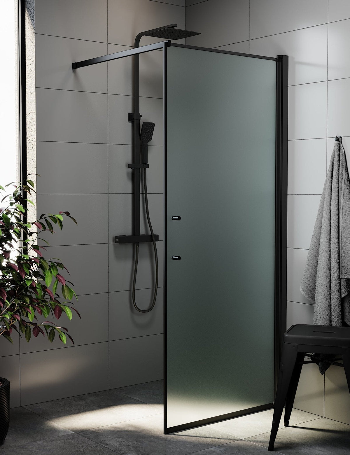 Wall - Frosted, Shower Enclosure Set - Code, Matt/Black - 80 cm - MASTERSTORE - 8595677121506 - Shower Enclosure Set - Code - 39 - 080 - 02 - 55 - 00 - 8595677121506