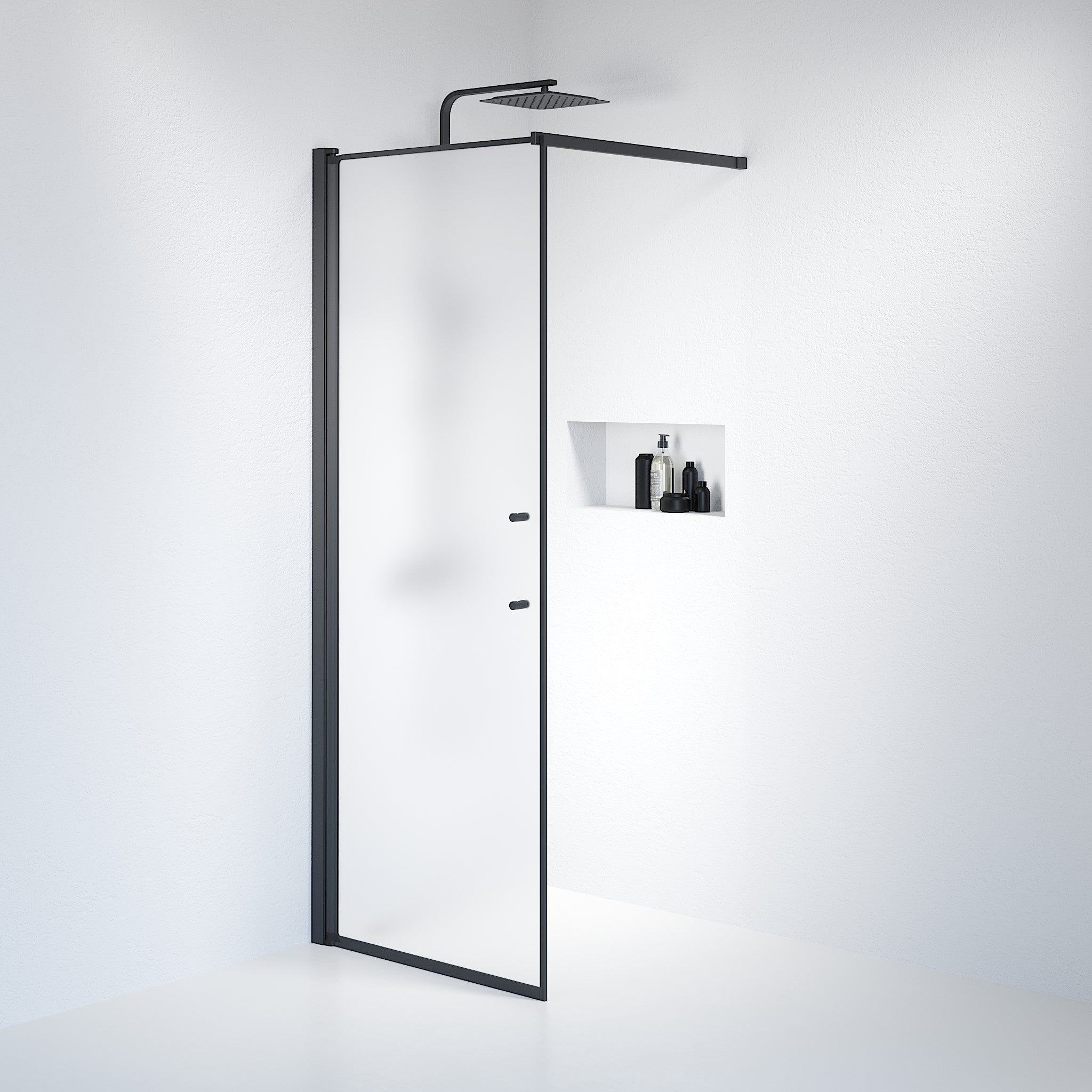 Wall - Frosted, Shower Enclosure Set - Code, Matt/Black - 80 cm - MASTERSTORE - 8595677121506 - Shower Enclosure Set - Code - 39 - 080 - 02 - 55 - 00 - 8595677121506