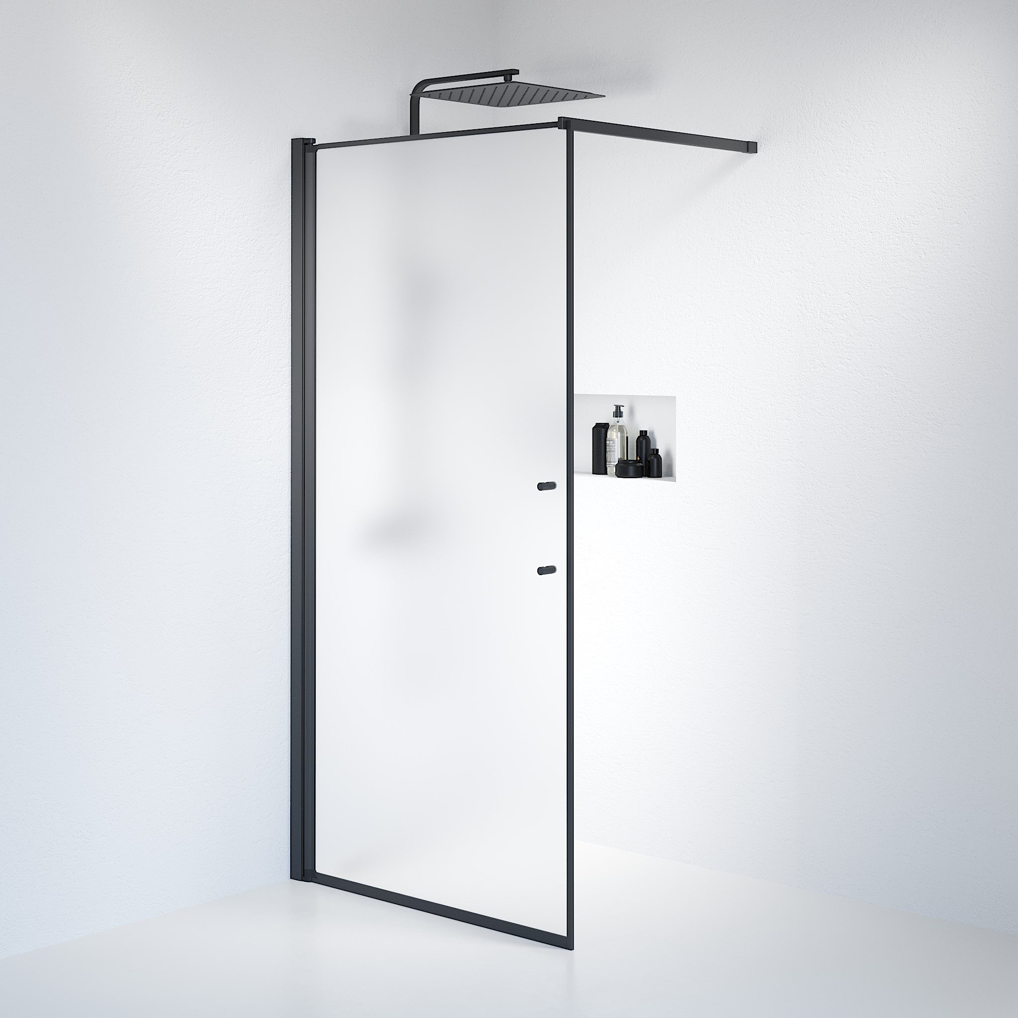 Wall - Frosted, Shower Enclosure Set - Code, Matt/Black - 80 cm - MASTERSTORE - 8595677121506 - Shower Enclosure Set - Code - 39 - 080 - 02 - 55 - 00 - 8595677121506