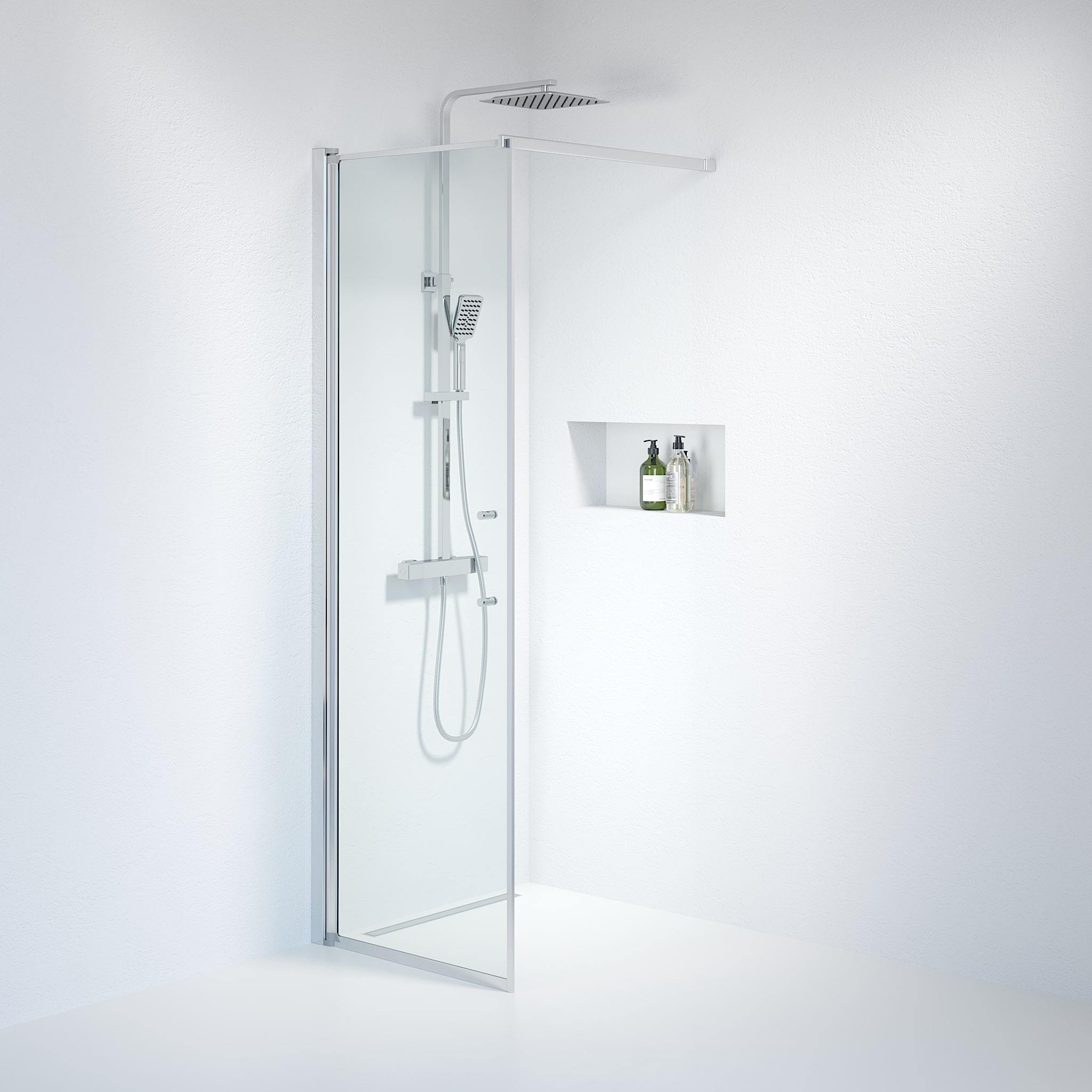 Wall - Clear, Shower Enclosure Set - Code, Clear/Chrome - 80 cm - MASTERSTORE - 8595677121537 - Shower Enclosure Set - Code - 39 - 080 - 60 - 50 - 00 - 8595677121537