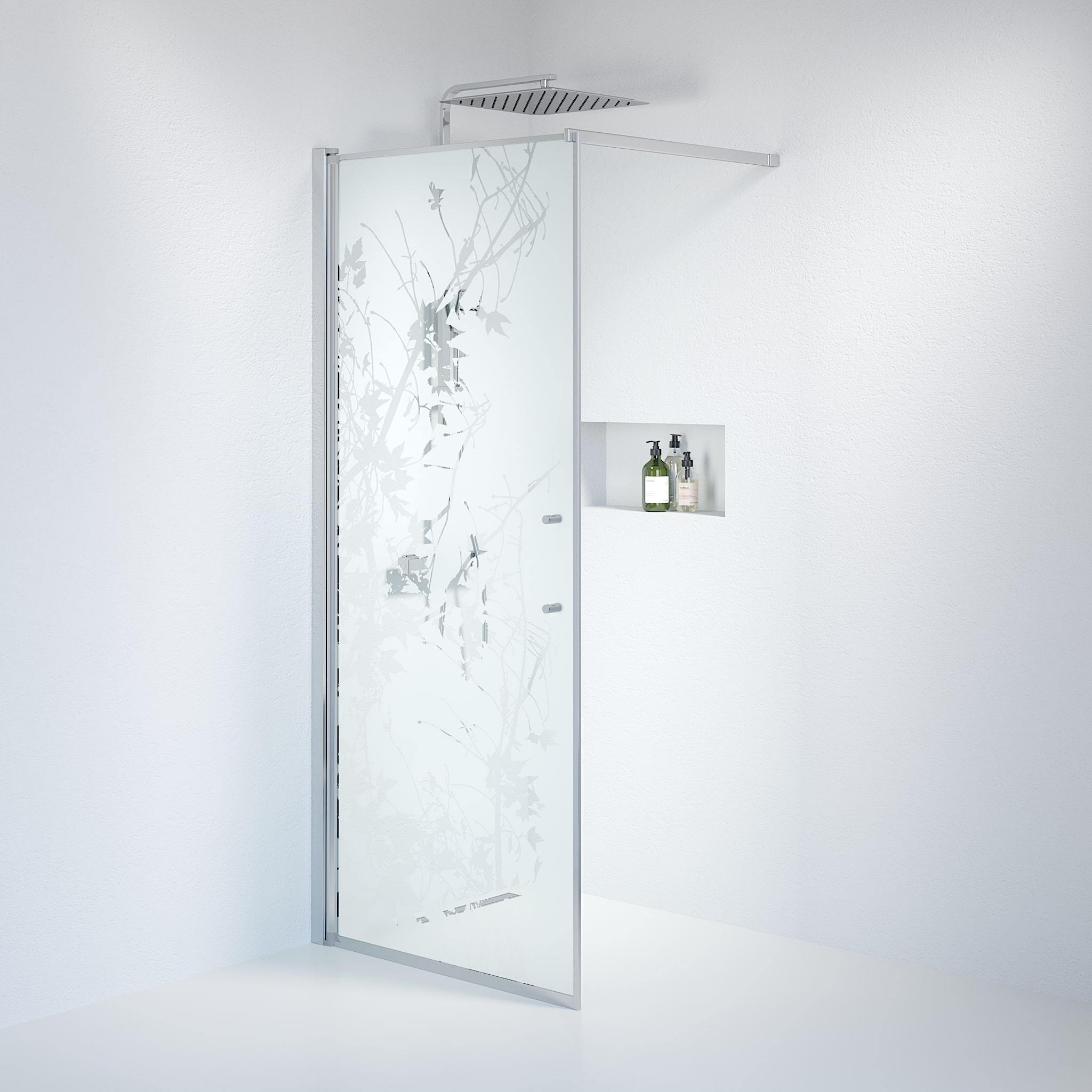 Fast duschvägg med stabiliseringsstag 80x198 cm - 6 mm frostad dekor nanoglas - kromprofil - Vänern - Duschväggar - Wall - Decor, Shower Enclosure Set - Code, Decor/Chrome - 80 cm - MASTERSTORE - 8595677121544 - Shower Enclosure Set - Code - 39 - 080 - 60 - 54 - 00 - 8595677121544 -