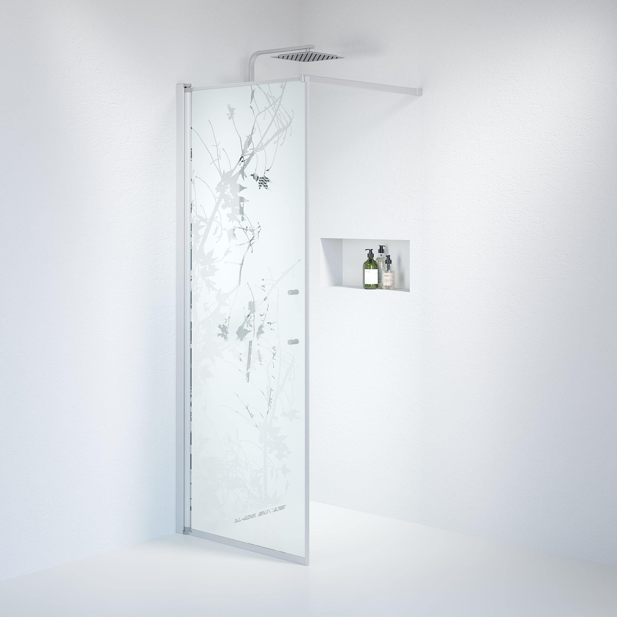 Fast duschvägg med stabiliseringsstag 80x198 cm - 6 mm frostad dekor nanoglas - borstad aluminiumprofil - Vänern - Duschväggar - Wall - Decor, Shower Enclosure Set - Code, Decor/Satin - 80 cm - MASTERSTORE - 8595677121582 - Shower Enclosure Set - Code - 39 - 080 - 67 - 54 - 00 - 8595677121582 -
