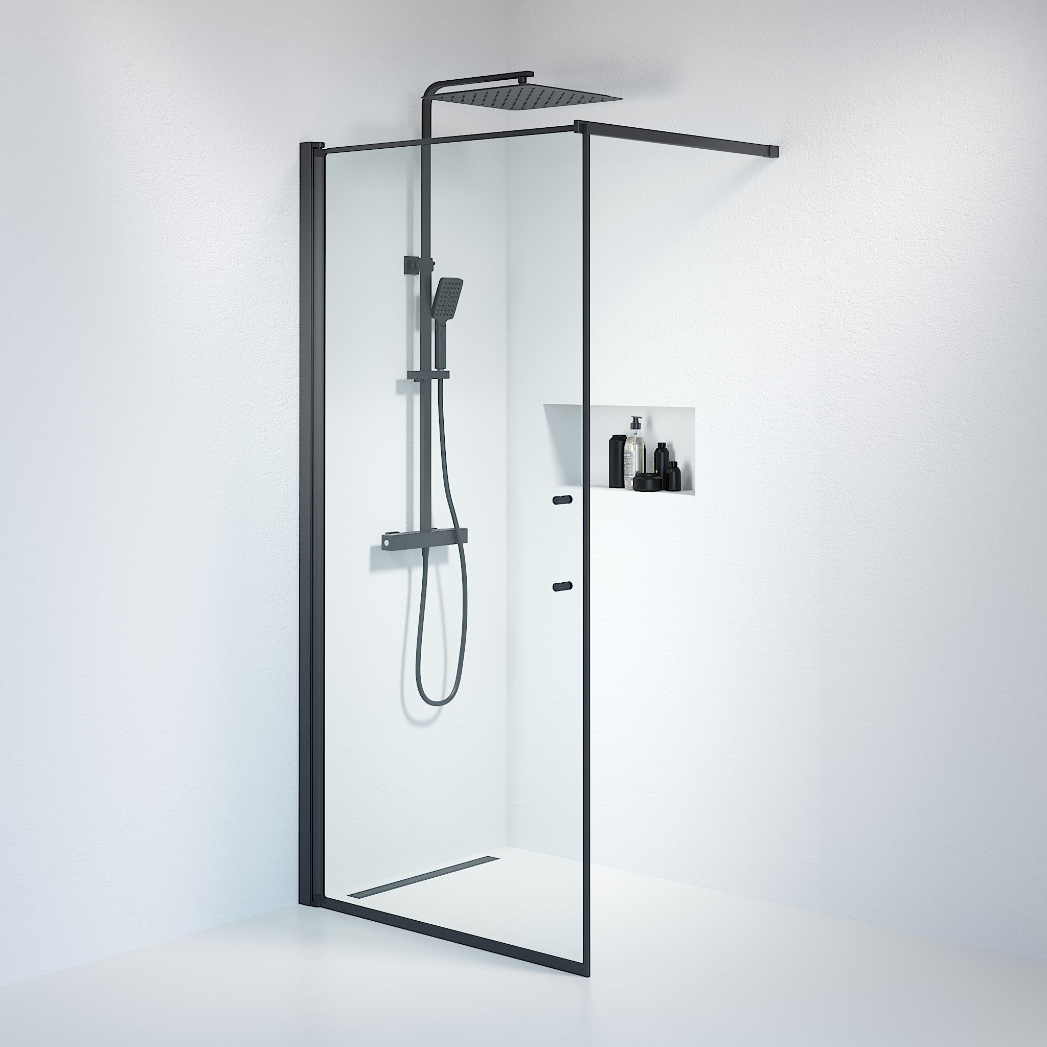 Wall - Clear, Shower Enclosure Set - Code, Clear/Black - 90 cm - MASTERSTORE - 8595677121612 - Shower Enclosure Set - Code - 39 - 090 - 02 - 50 - 00 - 8595677121612