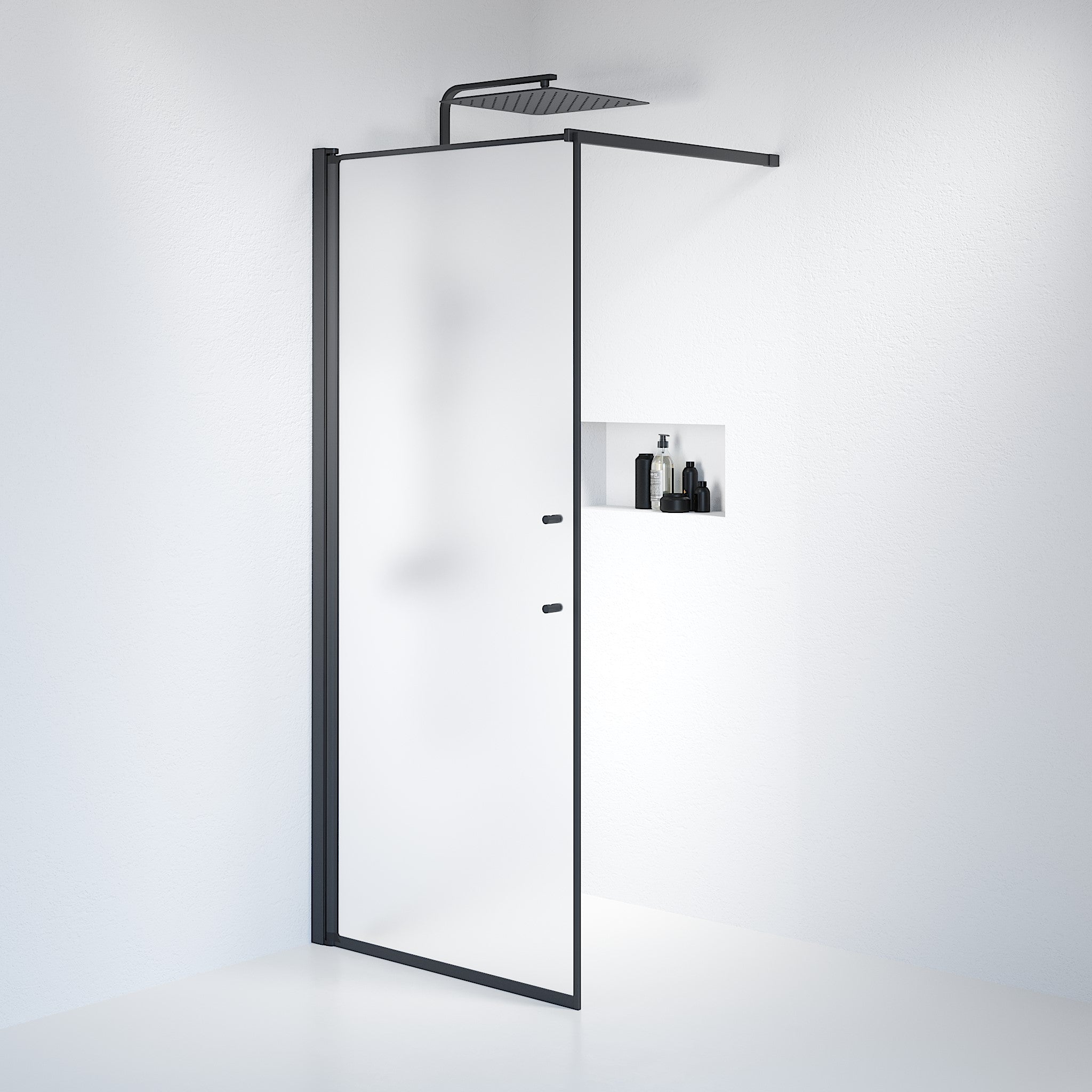 Wall - Frosted, Shower Enclosure Set - Code, Matt/Black - 90 cm - MASTERSTORE - 8595677121636 - Shower Enclosure Set - Code - 39 - 090 - 02 - 55 - 00 - 8595677121636