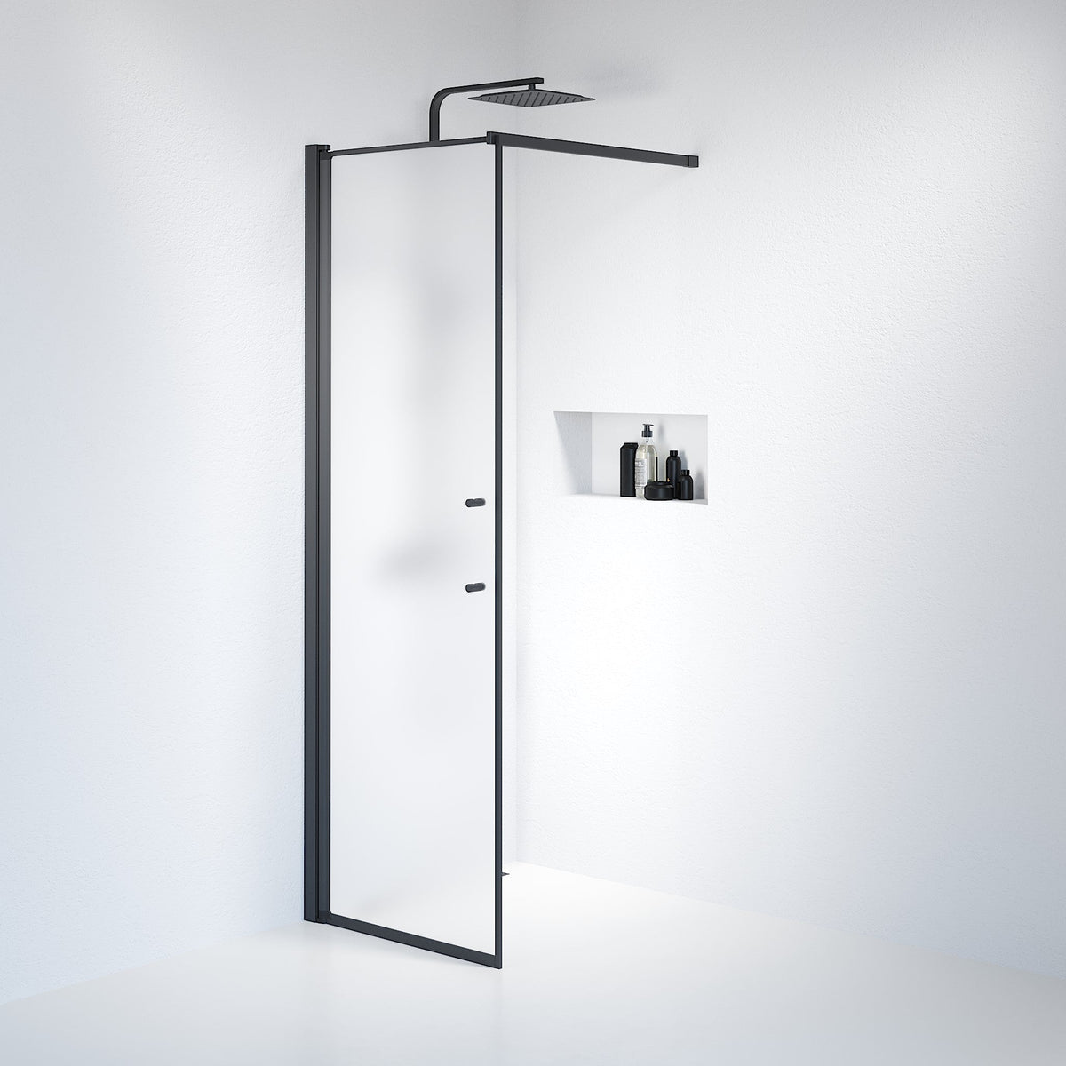 Wall - Frosted, Shower Enclosure Set - Code, Matt/Black - 90 cm - MASTERSTORE - 8595677121636 - Shower Enclosure Set - Code - 39 - 090 - 02 - 55 - 00 - 8595677121636