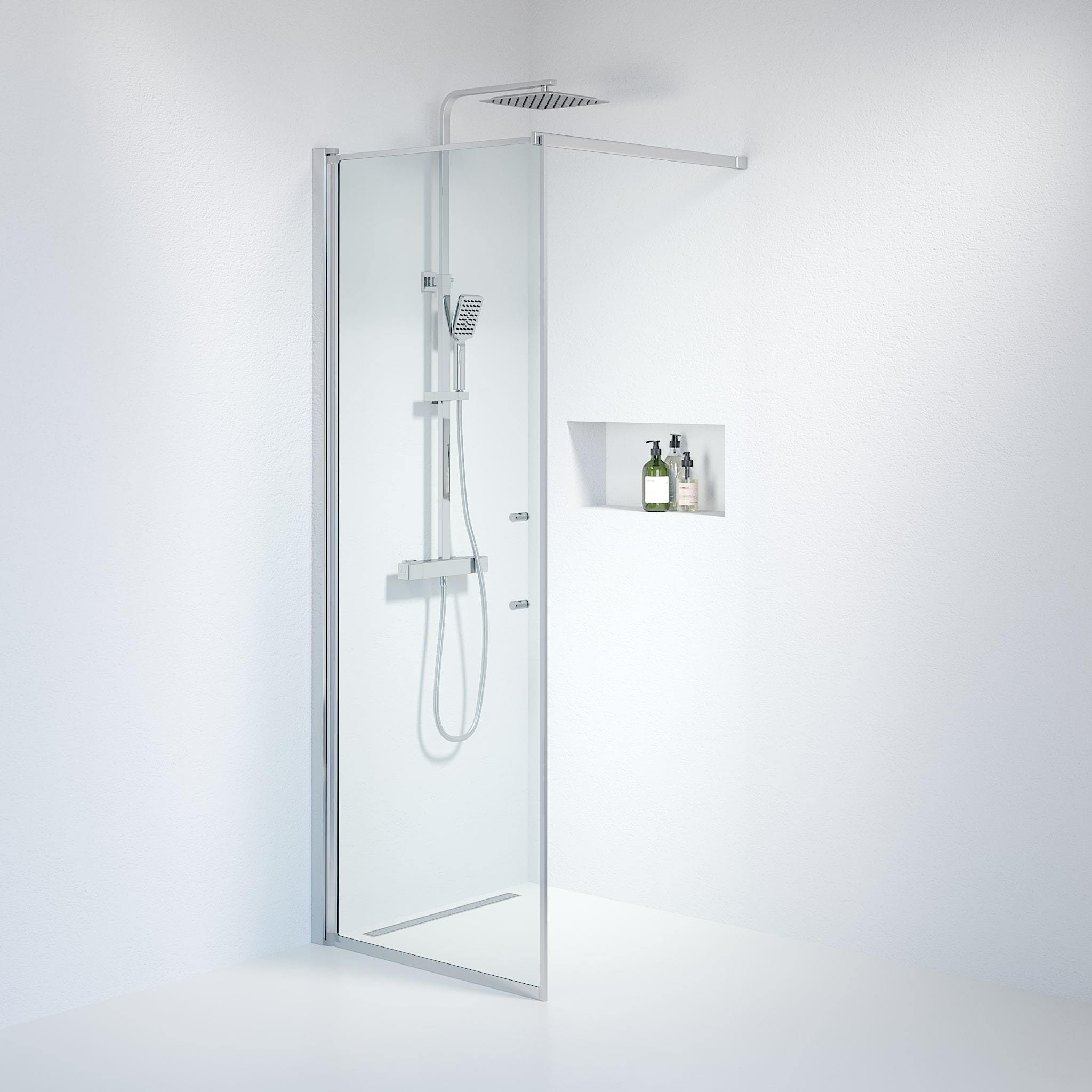 Wall - Clear, Shower Enclosure Set - Code, Clear/Chrome - 90 cm - MASTERSTORE - 8595677121667 - Shower Enclosure Set - Code - 39 - 090 - 60 - 50 - 00 - 8595677121667