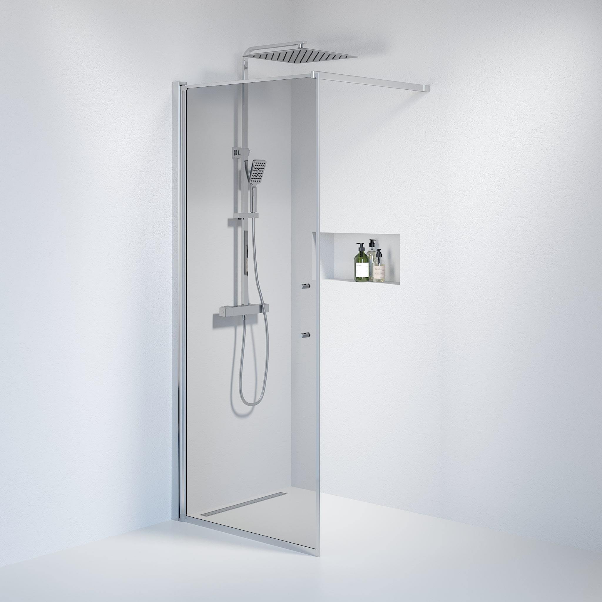 Wall - Smoked, Shower Enclosure Set - Code, Smoked/Chrome - 90 cm - MASTERSTORE - 8595677121698 - Shower Enclosure Set - Code - 39 - 090 - 60 - 56 - 00 - 8595677121698