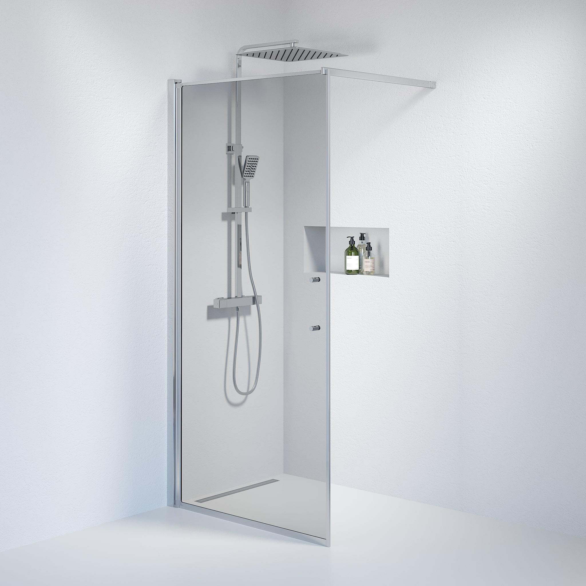 Wall - Smoked, Shower Enclosure Set - Code, Smoked/Chrome - 90 cm - MASTERSTORE - 8595677121698 - Shower Enclosure Set - Code - 39 - 090 - 60 - 56 - 00 - 8595677121698