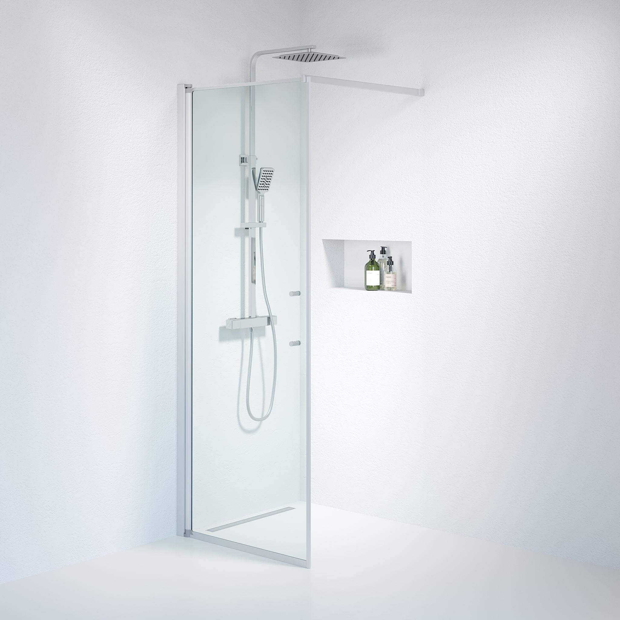 Wall - Clear, Shower Enclosure Set - Code, Clear/Satin - 90 cm - MASTERSTORE - 8595677121704 - Shower Enclosure Set - Code - 39 - 090 - 67 - 50 - 00 - 8595677121704
