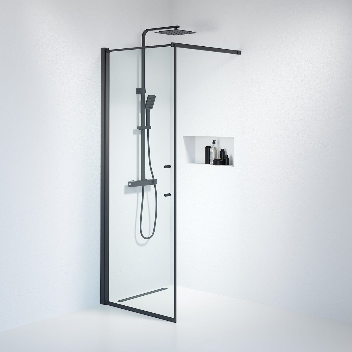 Wall - Clear, Shower Enclosure Set - Code, Clear/Black - 100 cm - MASTERSTORE - 8595677121742 - Shower Enclosure Set - Code - 39 - 100 - 02 - 50 - 00 - 8595677121742