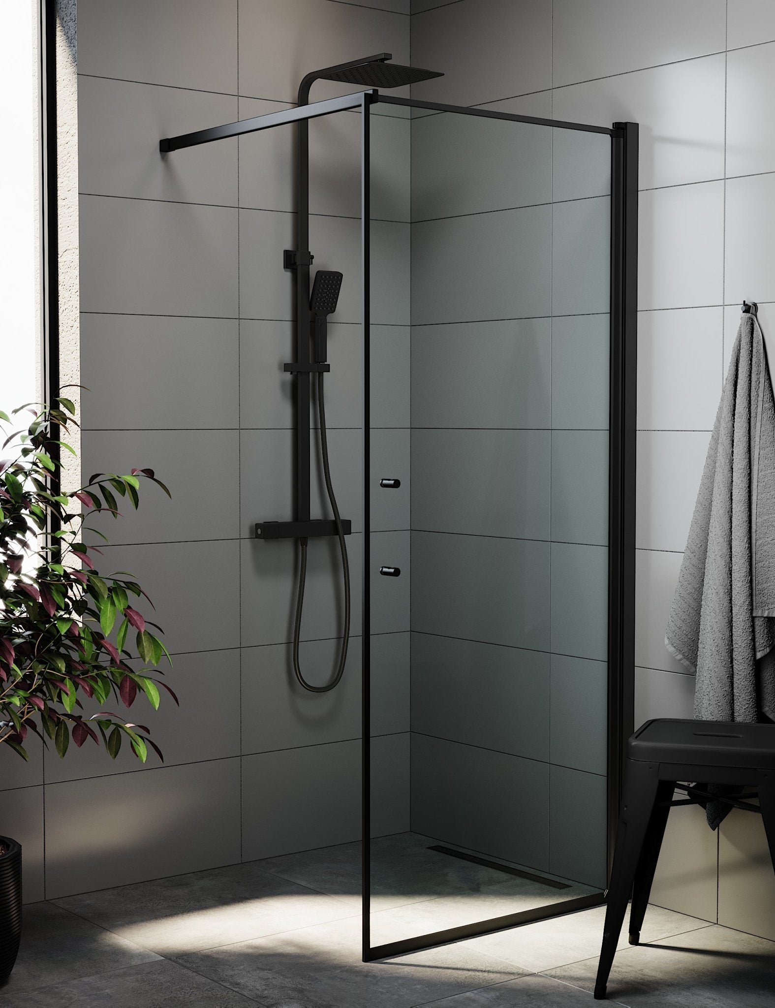 Wall - Clear, Shower Enclosure Set - Code, Clear/Black - 100 cm - MASTERSTORE - 8595677121742 - Shower Enclosure Set - Code - 39 - 100 - 02 - 50 - 00 - 8595677121742