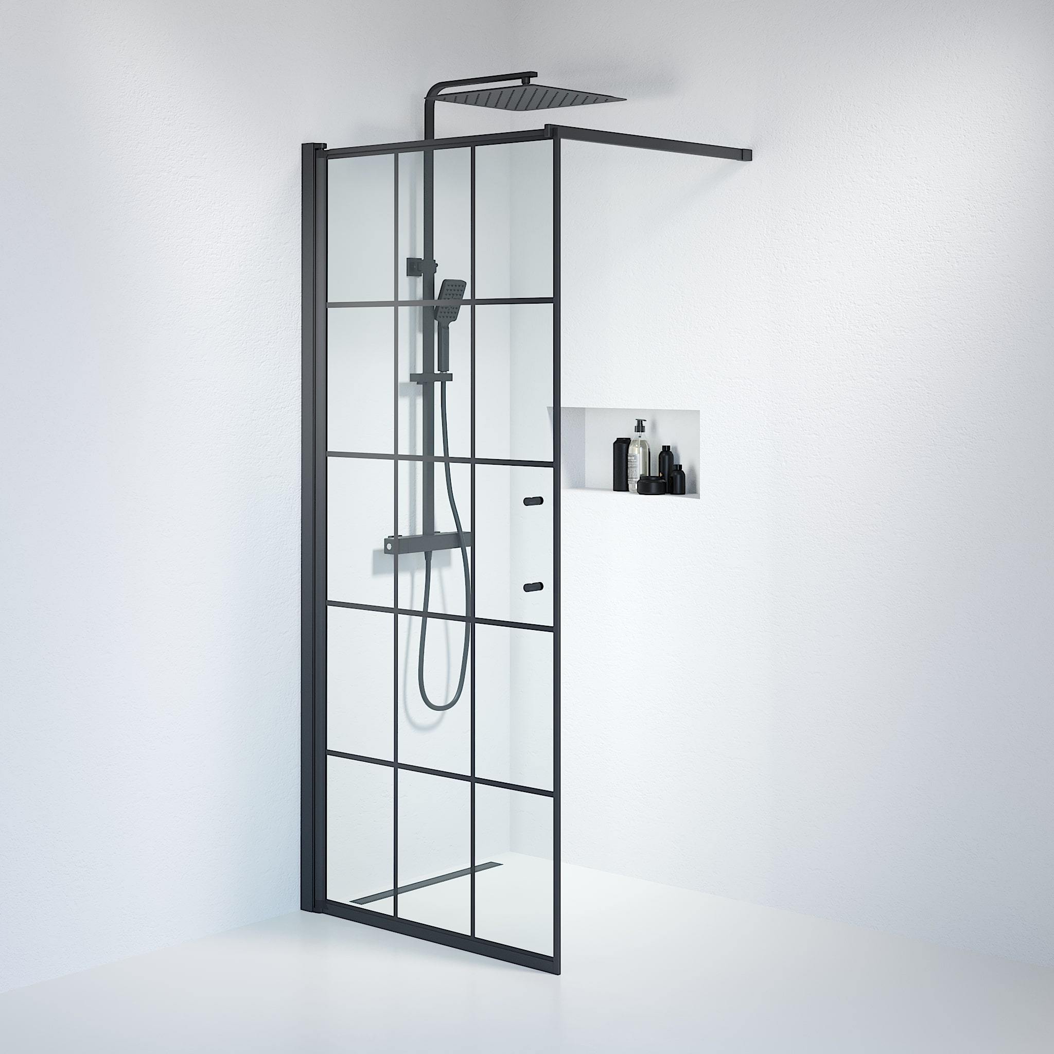 Wall - Frames, Shower Enclosure Set - Code, Frame/Black - 100 cm - MASTERSTORE - 8595677121780 - Shower Enclosure Set - Code - 39 - 100 - 02 - 49 - 01 - 8595677121780