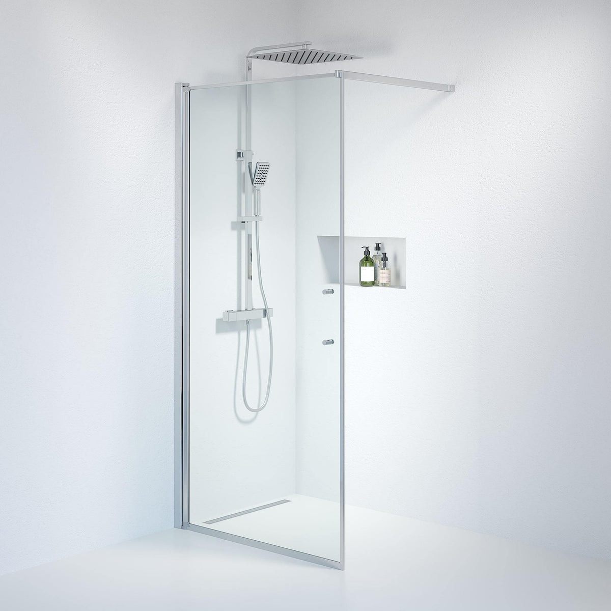 Wall - Clear, Shower Enclosure Set - Code, Clear/Chrome - 100 cm - MASTERSTORE - 8595677121797 - Shower Enclosure Set - Code - 39 - 100 - 60 - 50 - 00 - 8595677121797