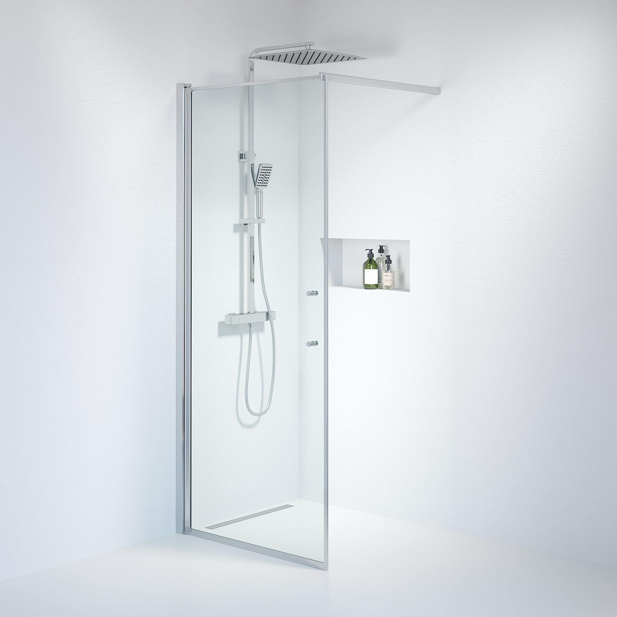 Wall - Clear, Shower Enclosure Set - Code, Clear/Chrome - 100 cm - MASTERSTORE - 8595677121797 - Shower Enclosure Set - Code - 39 - 100 - 60 - 50 - 00 - 8595677121797