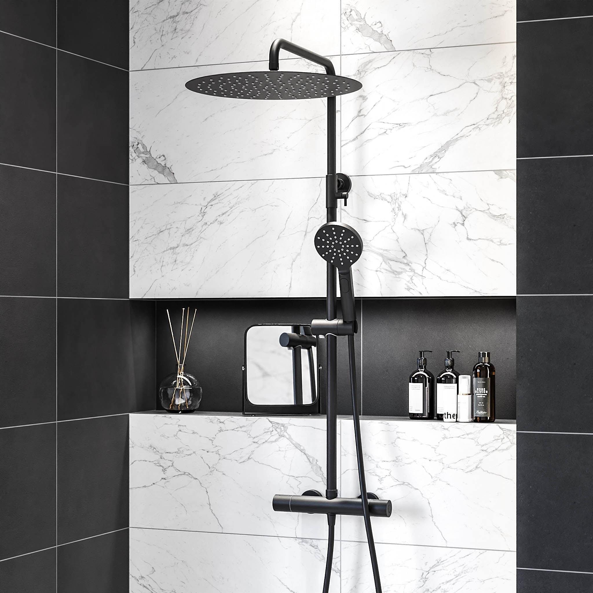 Dragør, Shower Tube Set, Black Mat - 16 cm - MASTERSTORE - 8595677128932 - Showersystem - 31-120-09-63-00 - 8595677128932