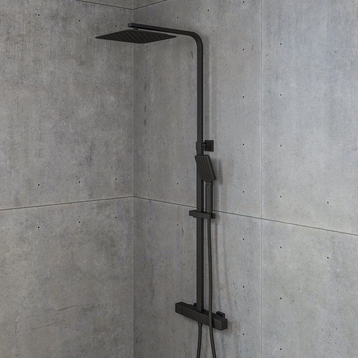 Shower system with thermostatic mixer 150mm C/C - 250 mm overhead shower, hand shower - chrome - Næsby - MASTERSTORE - 8595677129144 - Showersystem - 31-120-06-60-00 - 8595677129144