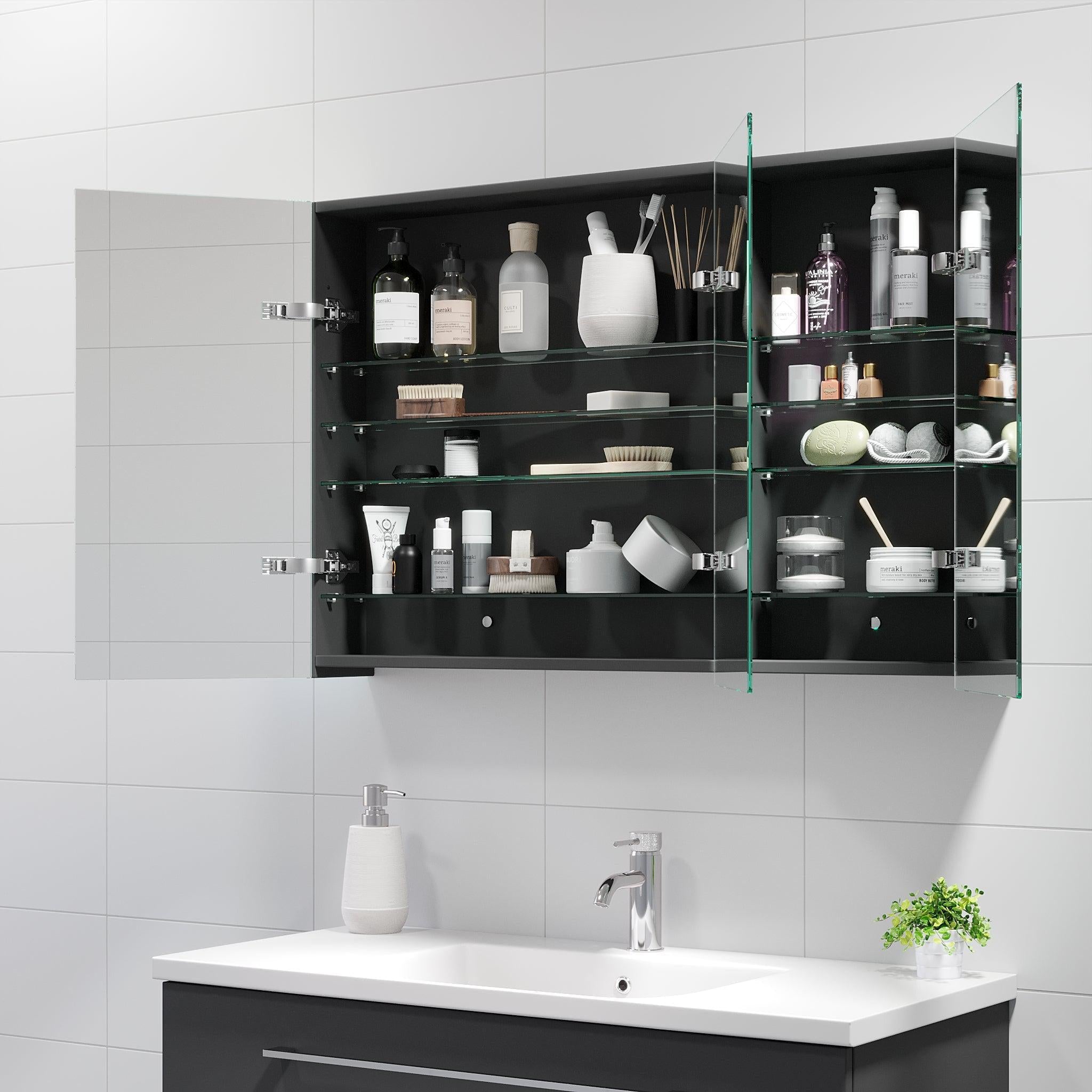 Morgedal, Mirror Cabinet, Grey Anthracite - 60 cm - MASTERSTORE - 8595677129335 - Mirror Cabinet - 02 - 060 - 52 - 03 - 00 - 8595677129335