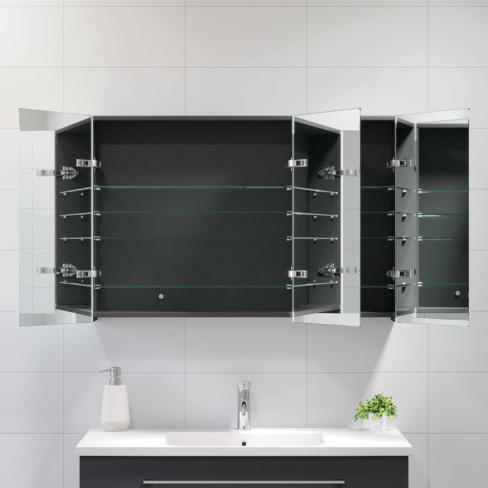 Morgedal, Mirror Cabinet, Grey Anthracite - 60 cm - MASTERSTORE - 8595677129335 - Mirror Cabinet - 02 - 060 - 52 - 03 - 00 - 8595677129335