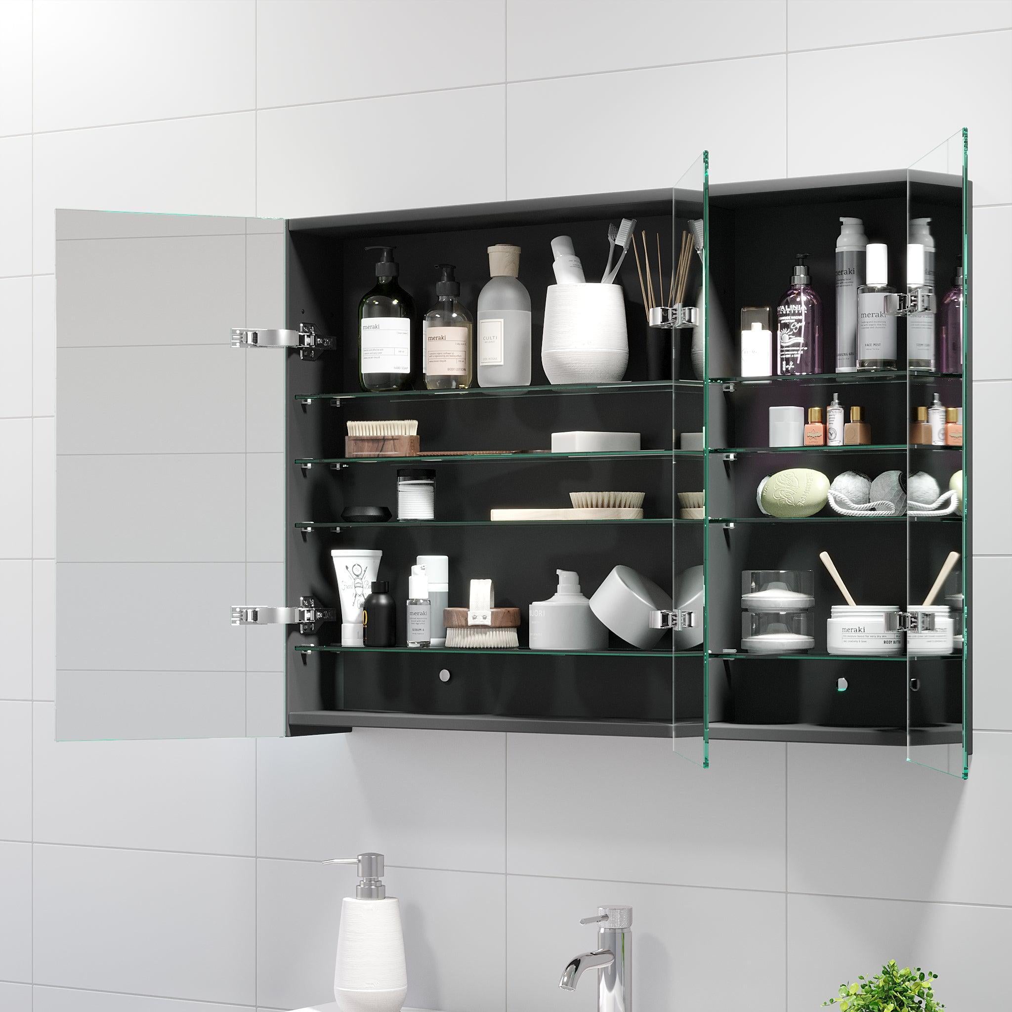 Morgedal, Mirror Cabinet, Grey Anthracite - 60 cm - MASTERSTORE - 8595677129335 - Mirror Cabinet - 02 - 060 - 52 - 03 - 00 - 8595677129335