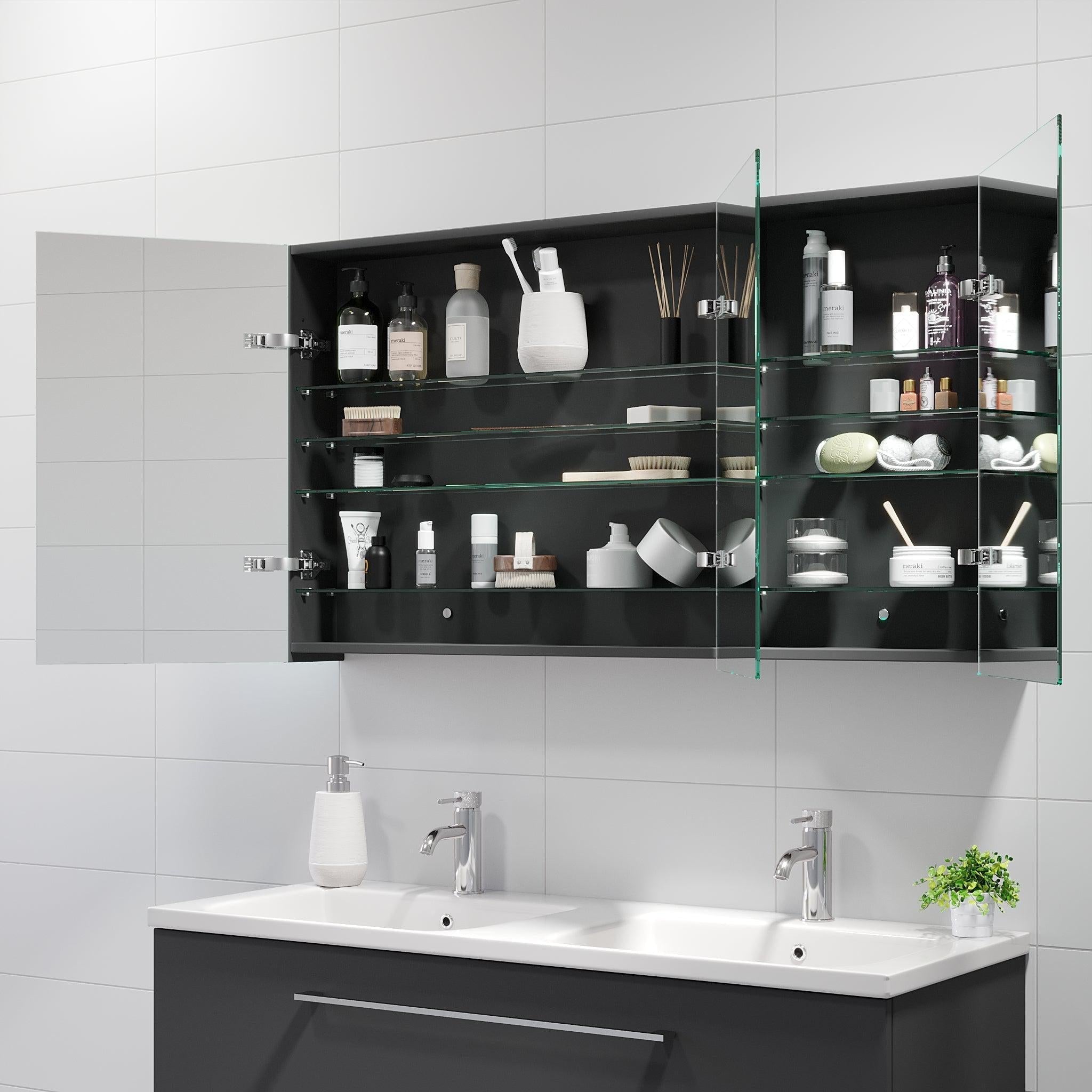 Morgedal, Mirror Cabinet, Grey Anthracite - 60 cm - MASTERSTORE - 8595677129335 - Mirror Cabinet - 02 - 060 - 52 - 03 - 00 - 8595677129335