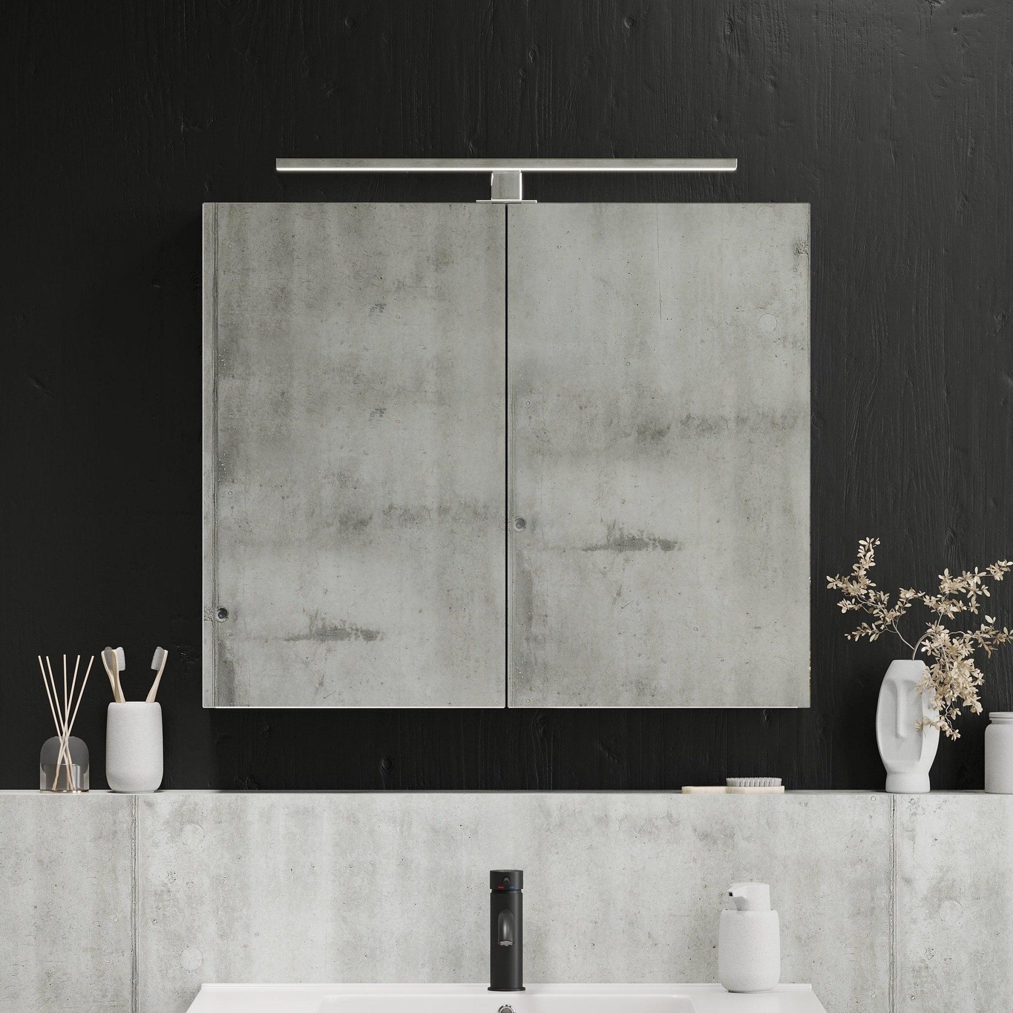 Mirror cabinet 60x65x14 cm - with glass shelves - anthracite grey - Morgendal - MASTERSTORE - 8595677129335 - Mirror Cabinets - 02-060-52-03-00 - 8595677129335