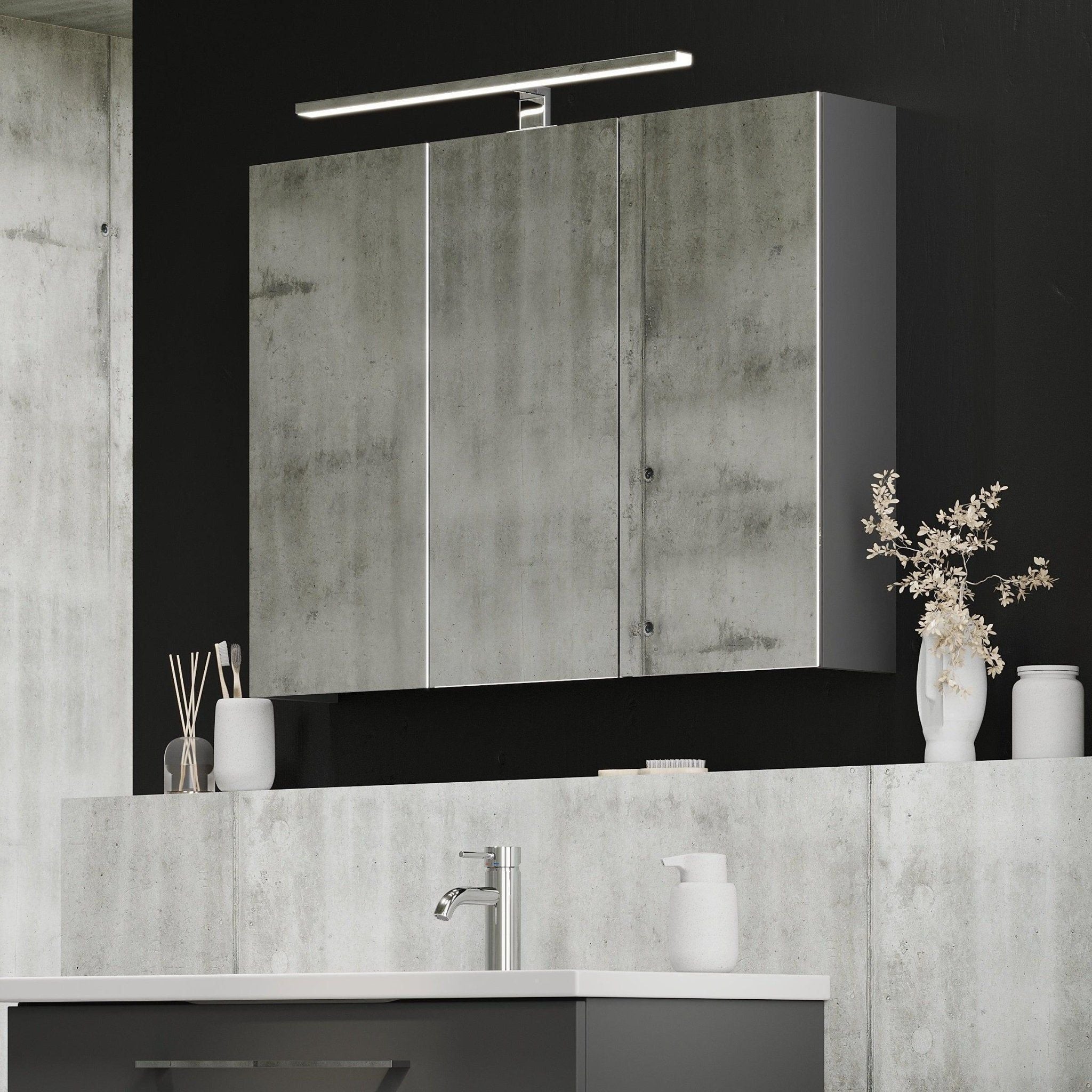 Mirror cabinet 60x65x14 cm - with glass shelves - anthracite grey - Morgendal - MASTERSTORE - 8595677129335 - Mirror Cabinets - 02-060-52-03-00 - 8595677129335