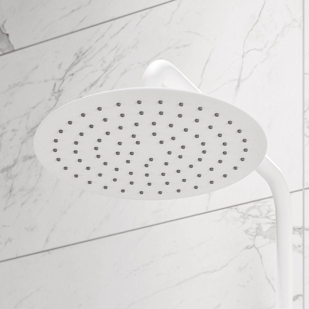 Shower system with thermostatic mixer 150mm C/C - Ø250 mm overhead shower, hand shower - matt white - Dragør - MASTERSTORE - 8595677133363 - Showersystem - 31-120-05-01-00 - 8595677133363