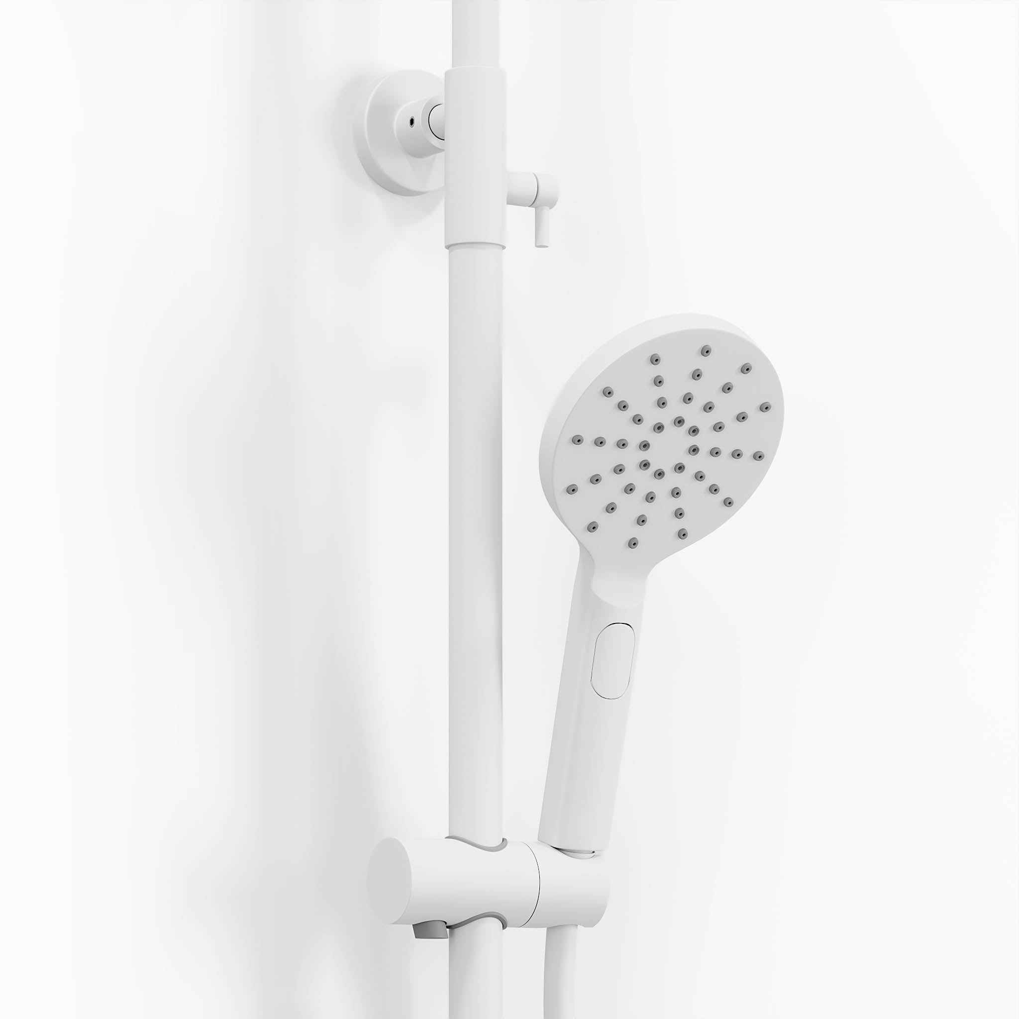 Shower system with thermostatic mixer 150mm C/C - Ø250 mm overhead shower, hand shower - matt white - Dragør - MASTERSTORE - 8595677133363 - Showersystem - 31-120-05-01-00 - 8595677133363