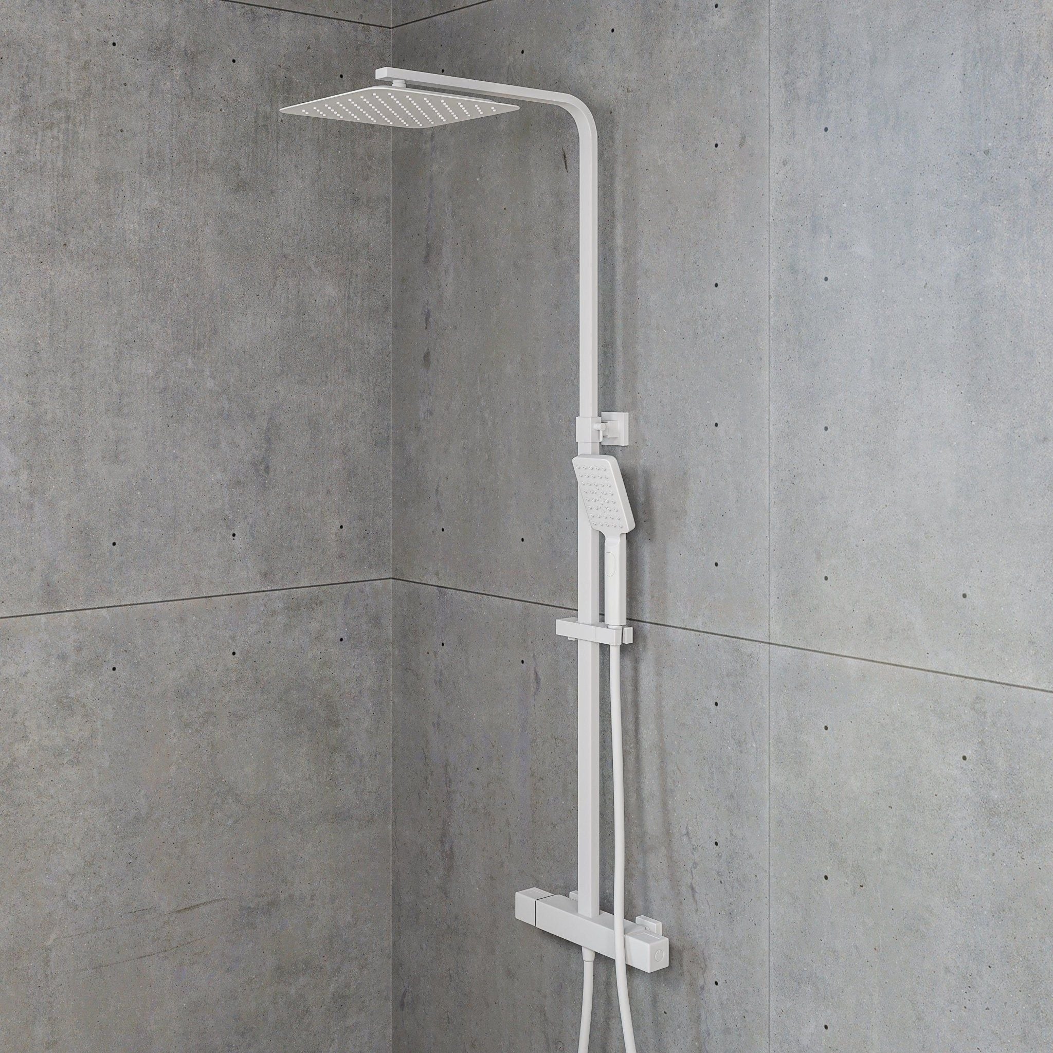Shower system with thermostatic mixer 150mm C/C - 250 mm overhead shower, hand shower - matt brushed brass - Næsby - MASTERSTORE - 8595677133417 - Showersystem - 31-120-06-70-00 - 8595677133417