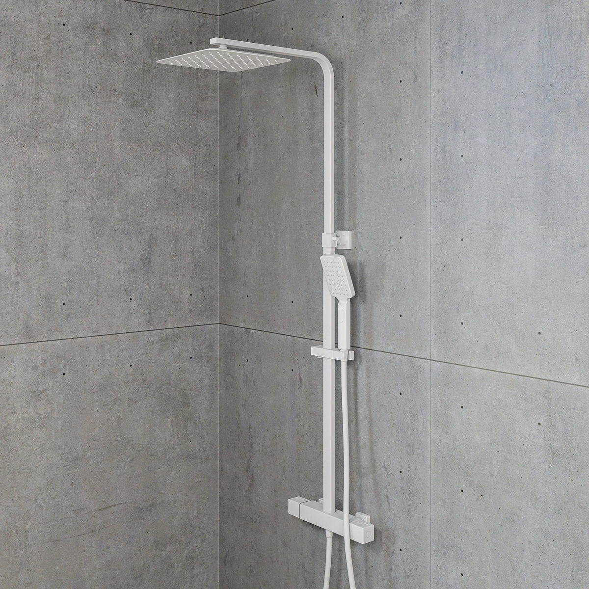 Shower system with thermostatic mixer 150mm C/C - 250 mm overhead shower, hand shower - matt brushed brass - Næsby - MASTERSTORE - 8595677133417 - Showersystem - 31-120-06-70-00 - 8595677133417