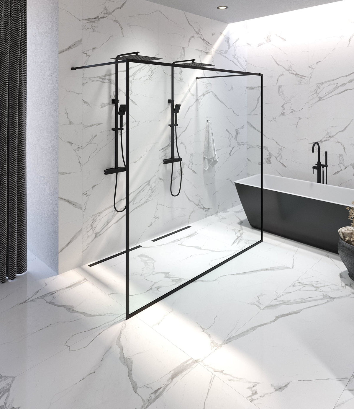 Gotland, Shower Wall, Black Mat - 160 cm - MASTERSTORE - 8595677133486 - Shower Wall - 15 - 160 - 20 - 02 - 00 - 8595677133486
