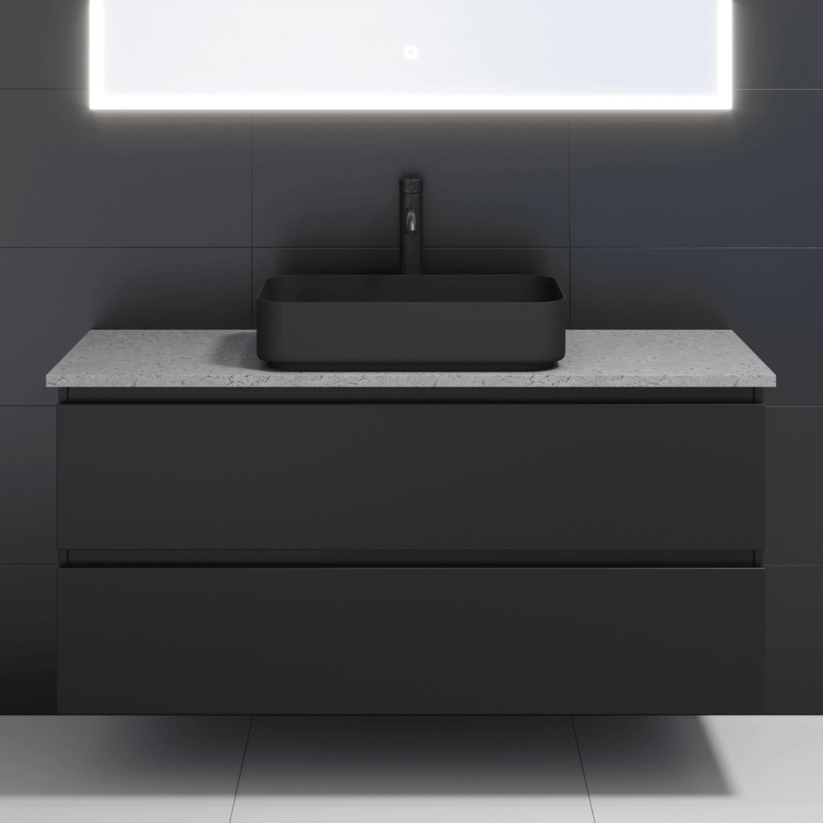 Bänkskiva för badrumsmöbel - 81,4x46,3x2 cm - betong - ytbehandlad - Concrete