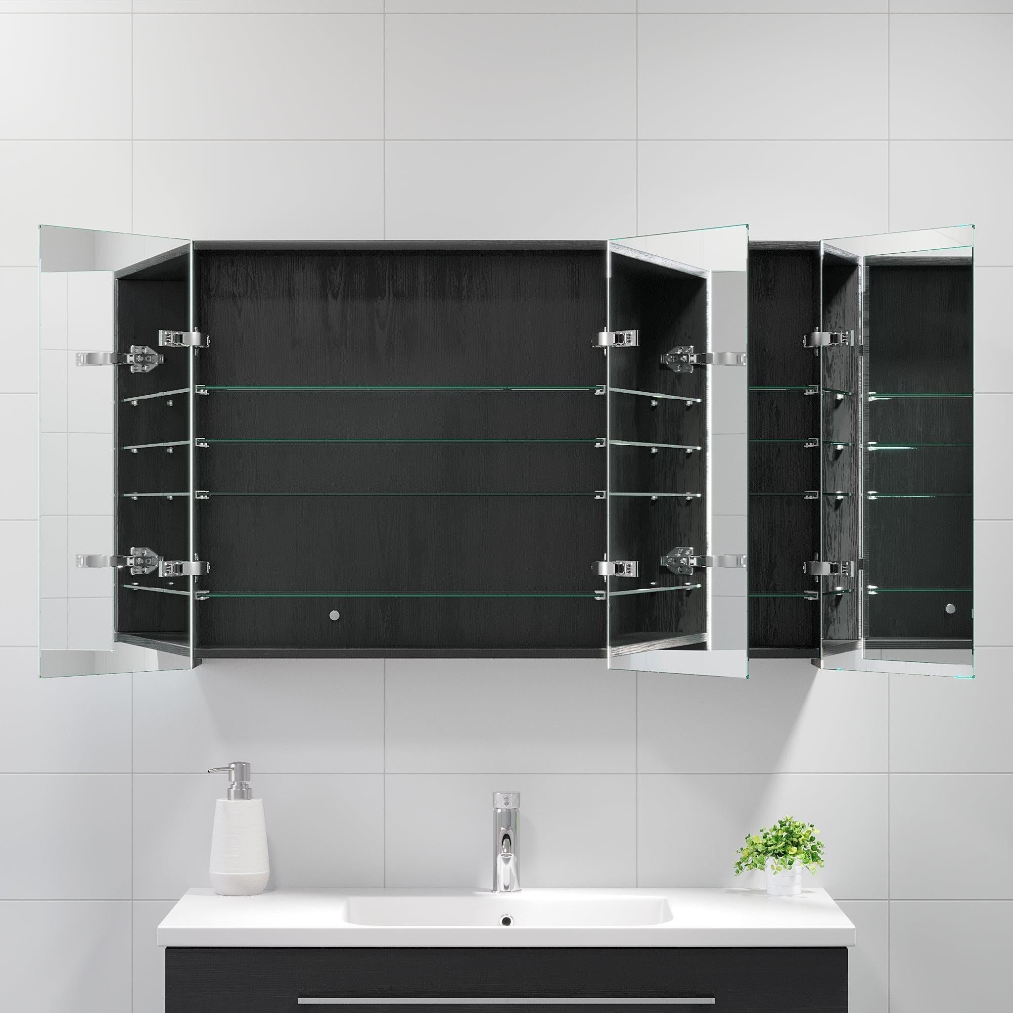 Morgedal, Mirror Cabinet, Black Wood - 90 cm - MASTERSTORE - 8595677134957 - Mirror Cabinet - 02 - 090 - 53 - 22 - 00 - 8595677134957
