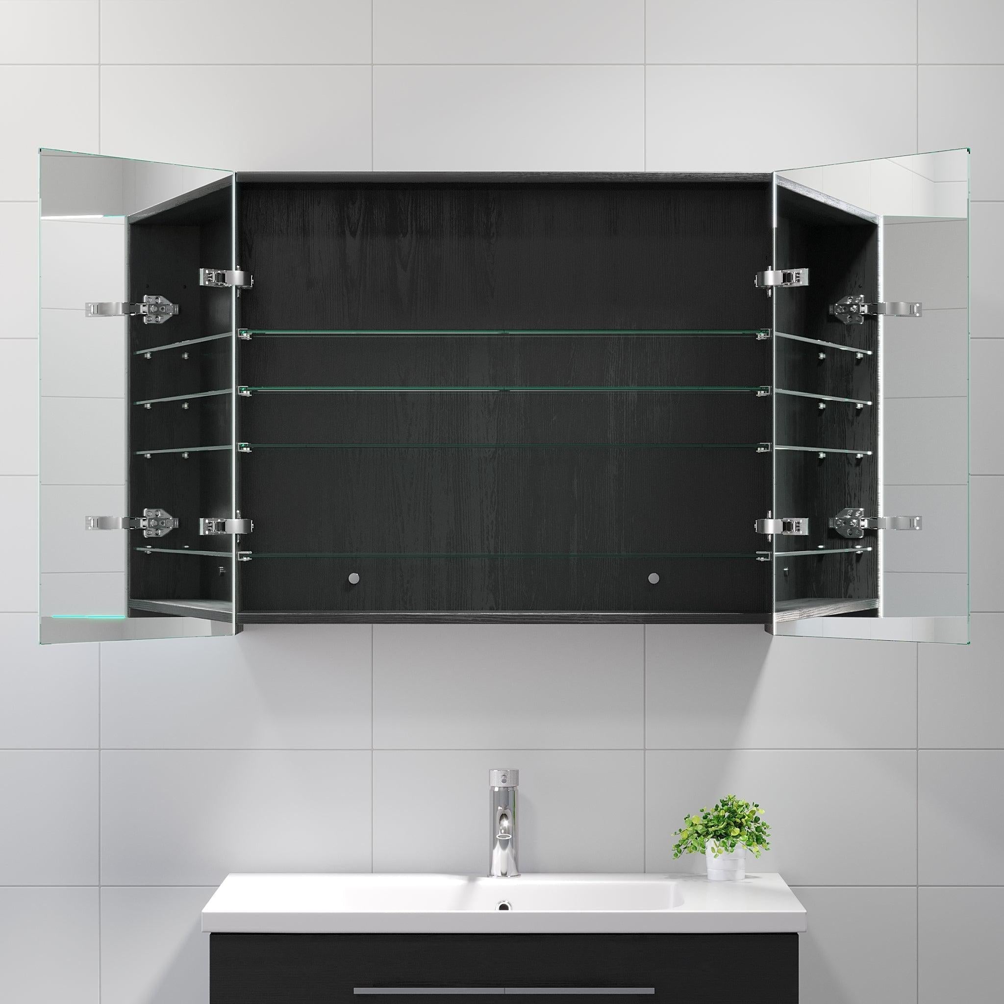 Morgedal, Mirror Cabinet, Black Wood - 90 cm - MASTERSTORE - 8595677134957 - Mirror Cabinet - 02 - 090 - 53 - 22 - 00 - 8595677134957