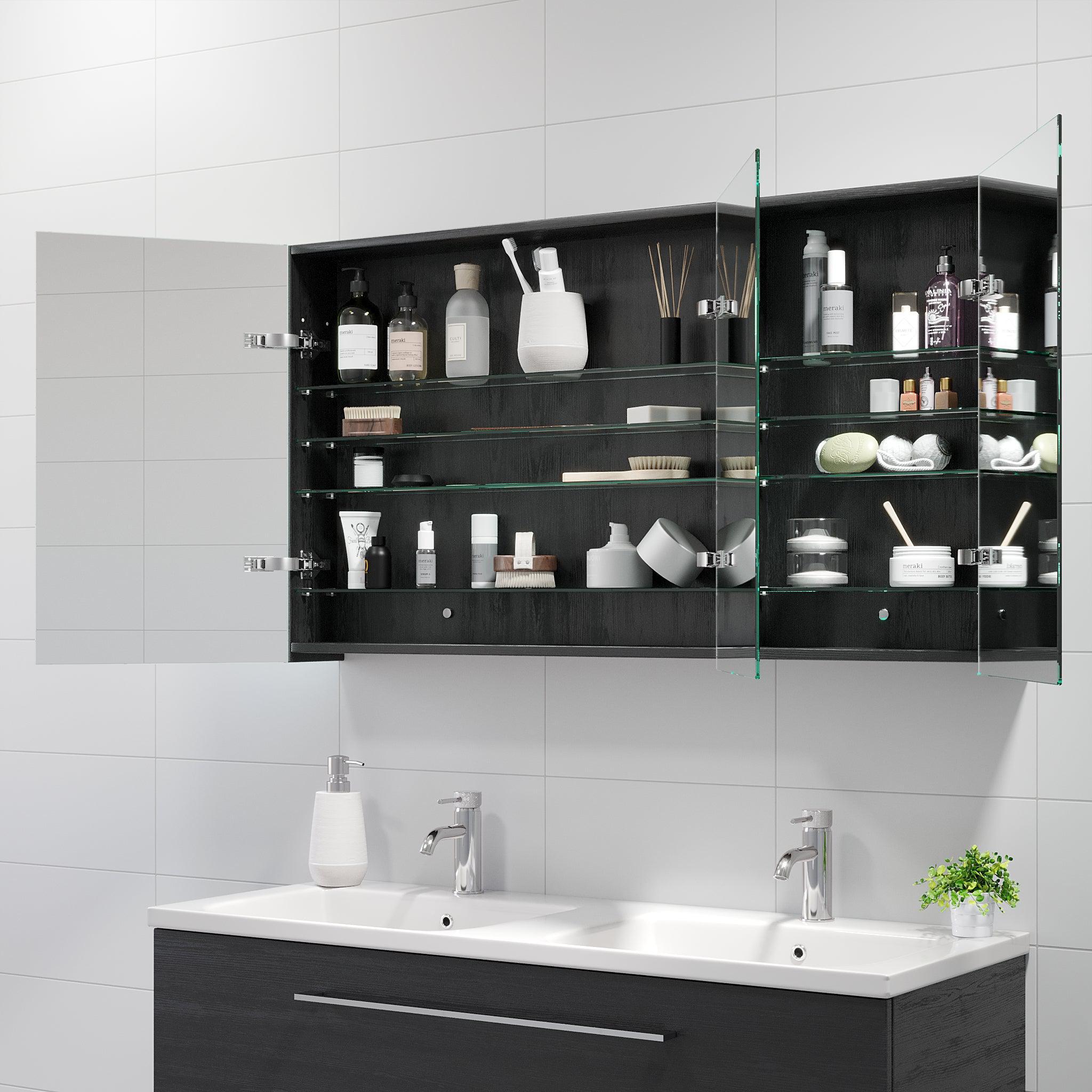 Morgedal, Mirror Cabinet, Black Wood - 90 cm - MASTERSTORE - 8595677134957 - Mirror Cabinet - 02 - 090 - 53 - 22 - 00 - 8595677134957