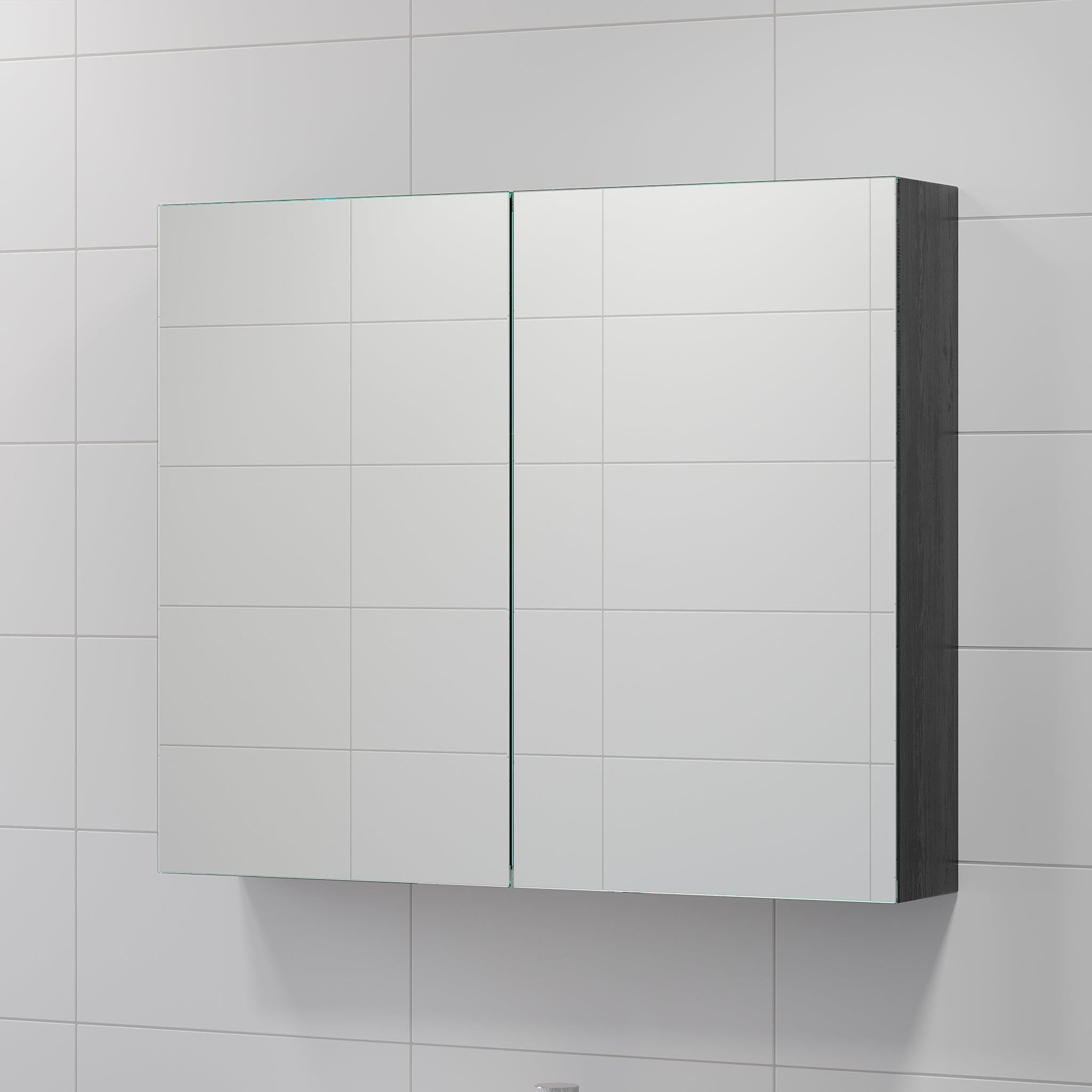 Morgedal, Mirror Cabinet, Black Wood - 90 cm - MASTERSTORE - 8595677134957 - Mirror Cabinet - 02 - 090 - 53 - 22 - 00 - 8595677134957