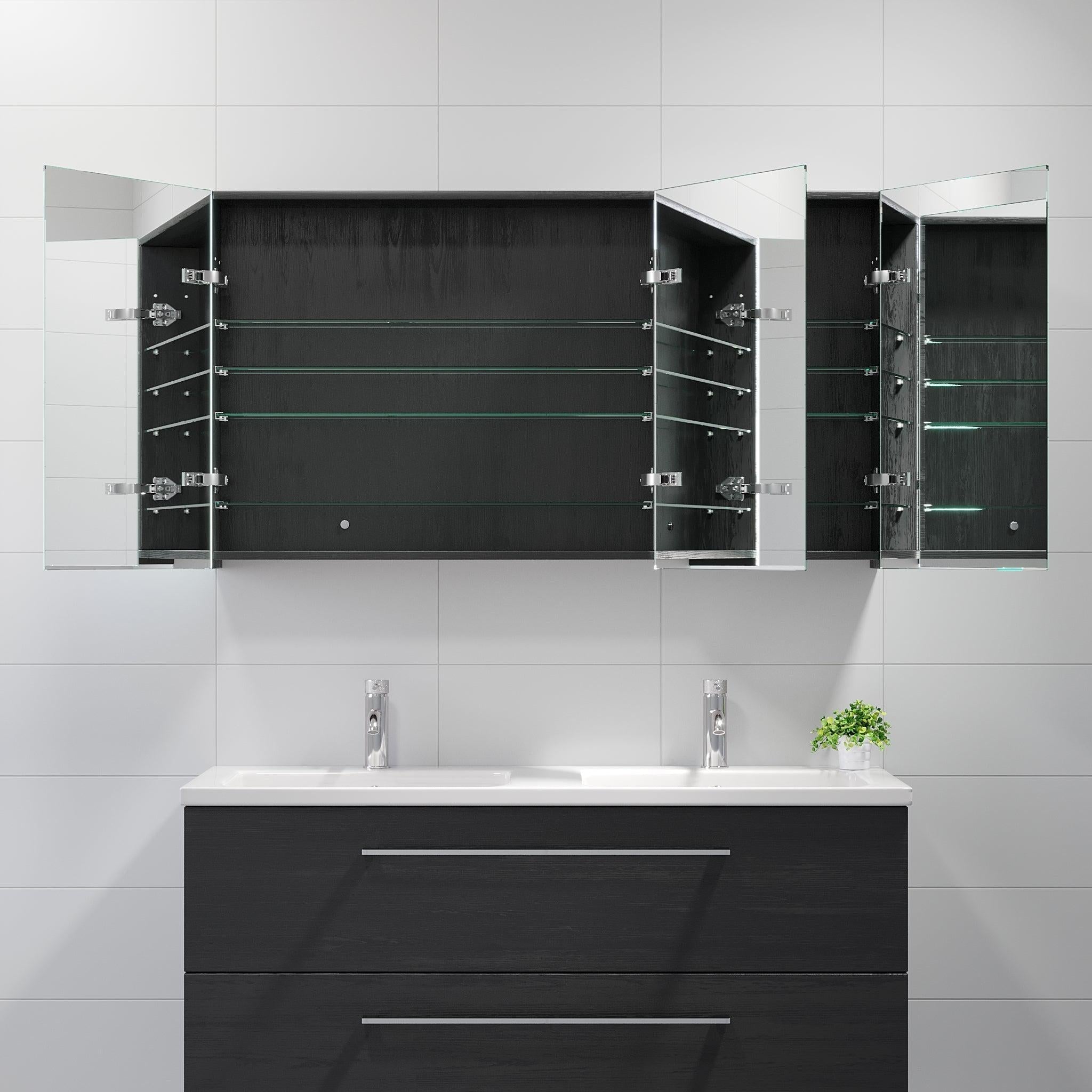 Morgedal, Mirror Cabinet, Black Wood - 90 cm - MASTERSTORE - 8595677134957 - Mirror Cabinet - 02 - 090 - 53 - 22 - 00 - 8595677134957