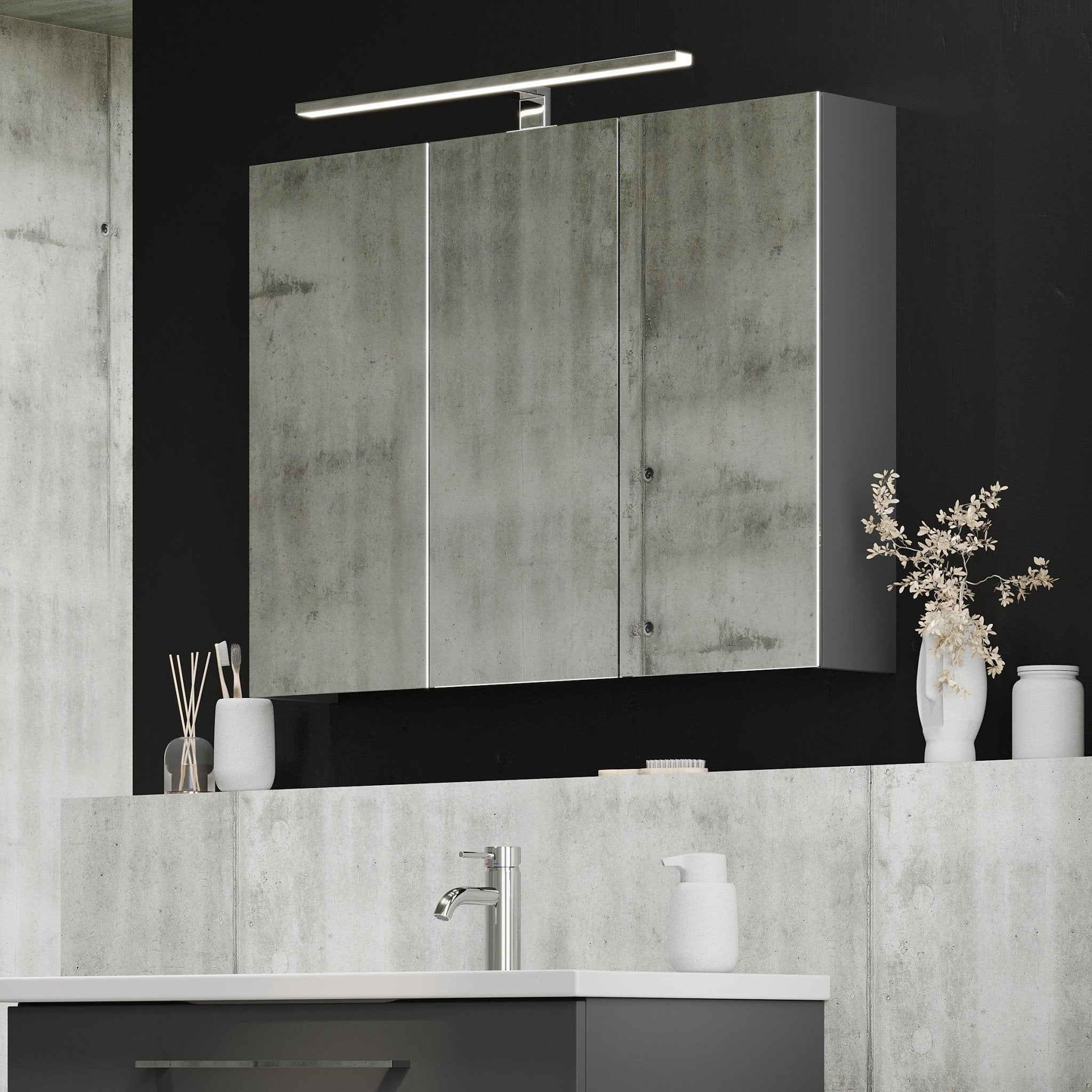 Morgedal, Mirror Cabinet, Grey Anthracite - 100 cm - MASTERSTORE - 8595677134971 - Mirror Cabinet - 02 - 100 - 53 - 43 - 00 - 8595677134971