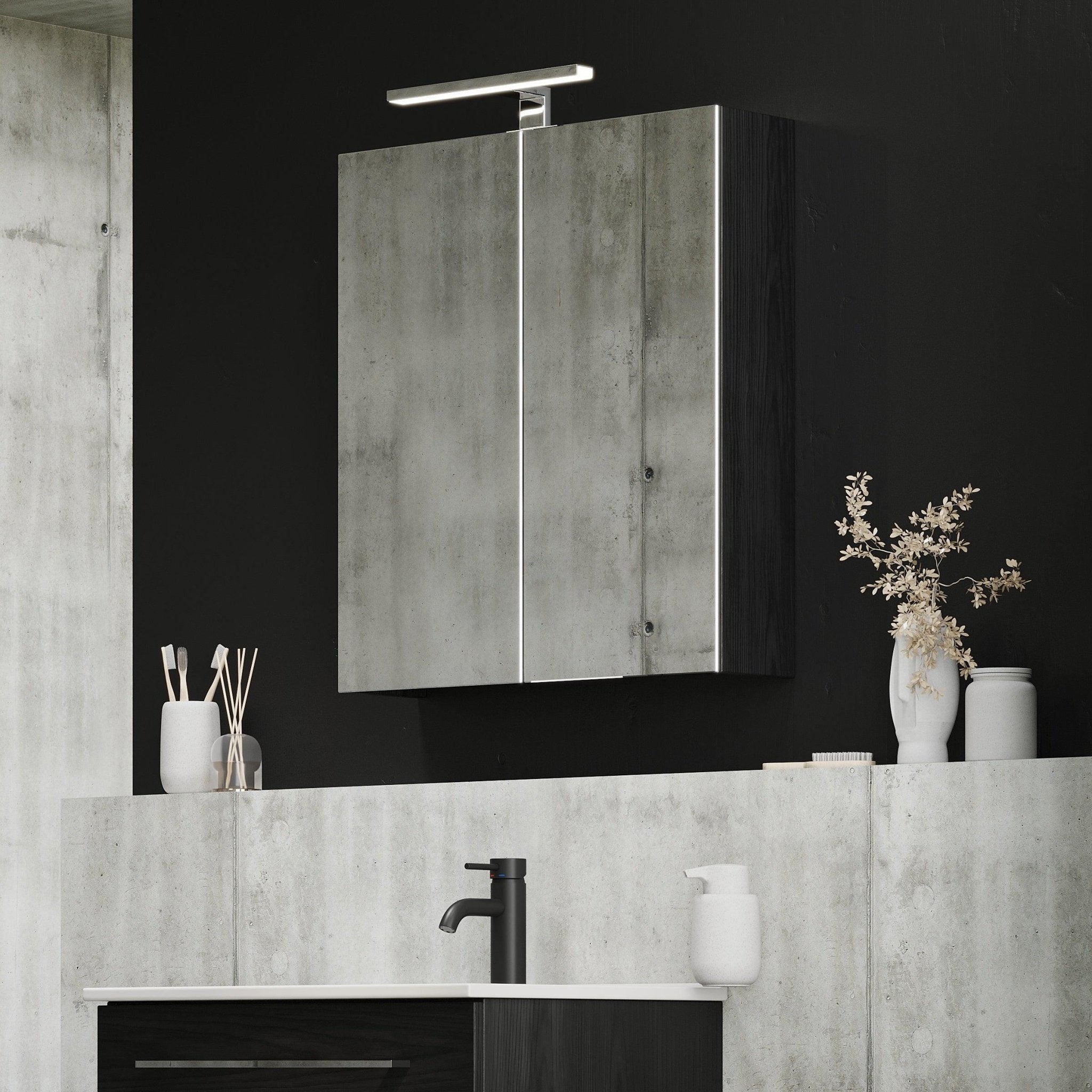 Morgedal, Mirror Cabinet, Black Wood - 100 cm - MASTERSTORE - 8595677134995 - Mirror Cabinet - 02 - 100 - 53 - 22 - 00 - 8595677134995