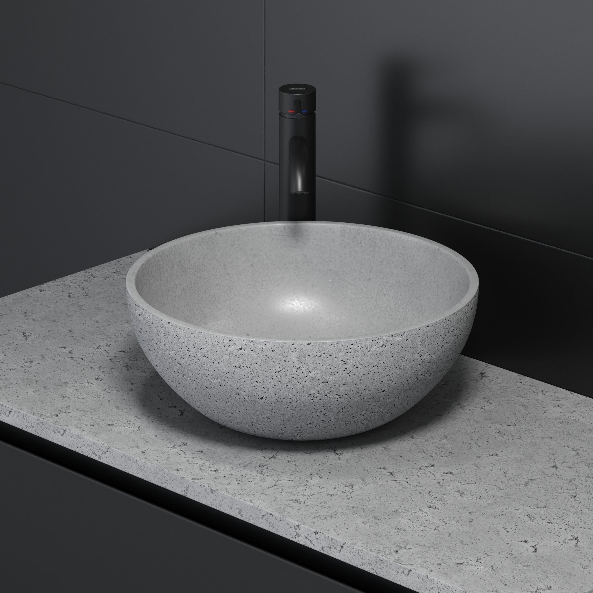 Bergen, Wash Basin, Grey Concrete - 39 cm - MASTERSTORE - 8595677136166 - Wash Basin - 06 - 039 - 19 - 23 - 00 - 8595677136166